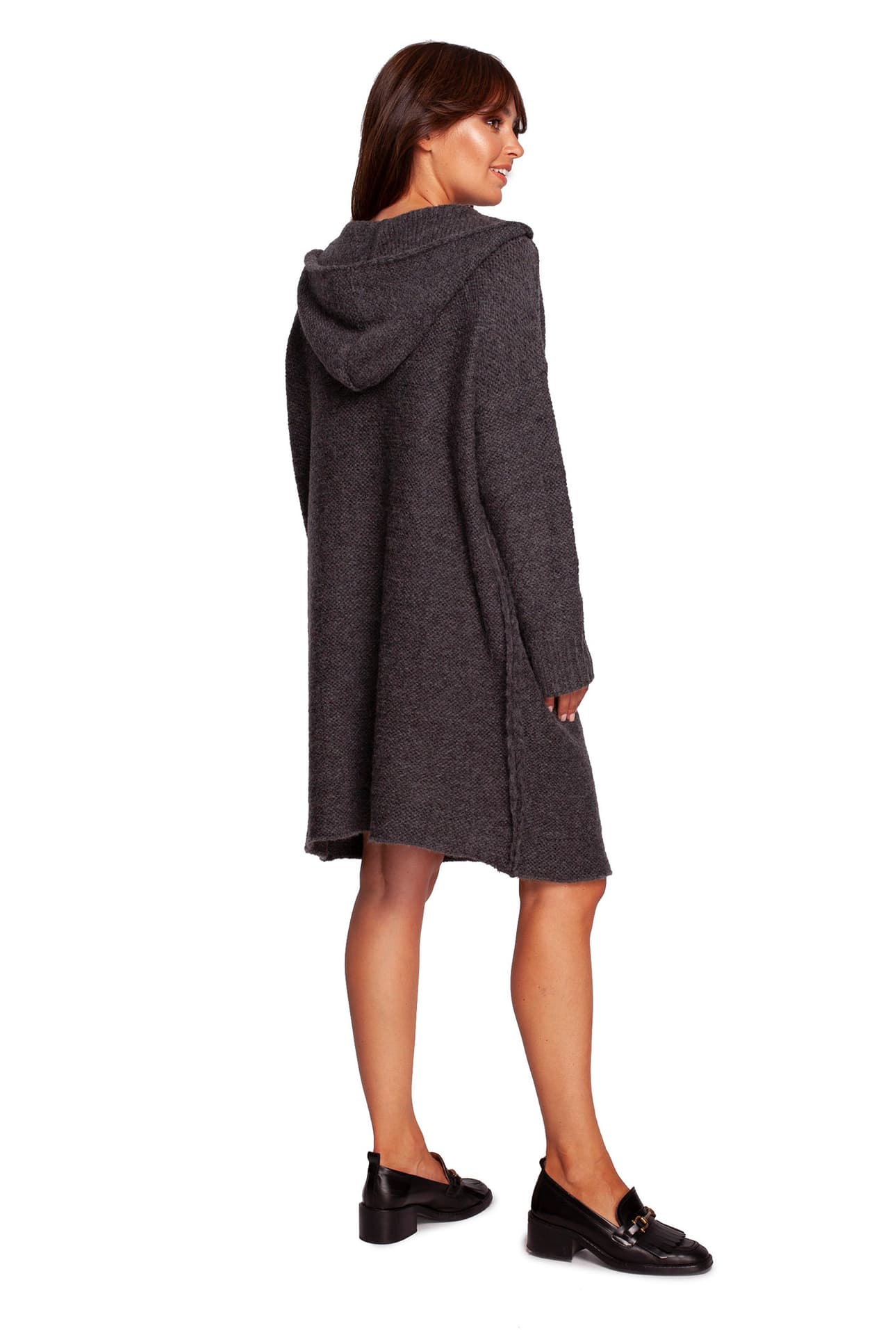 

BK089 Sweter sukienka z kapturem - grafitowy (kolor grafit, rozmiar S/M)