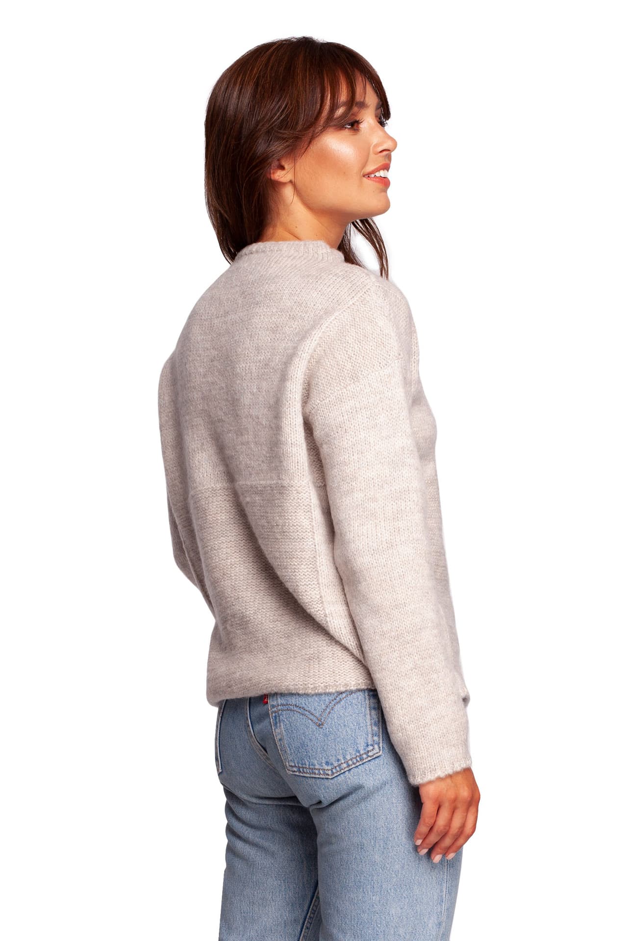 

BK091 Sweter ze stójką - kość słoniowa (kolor ivory (kość słoniowa), rozmiar L/XL)