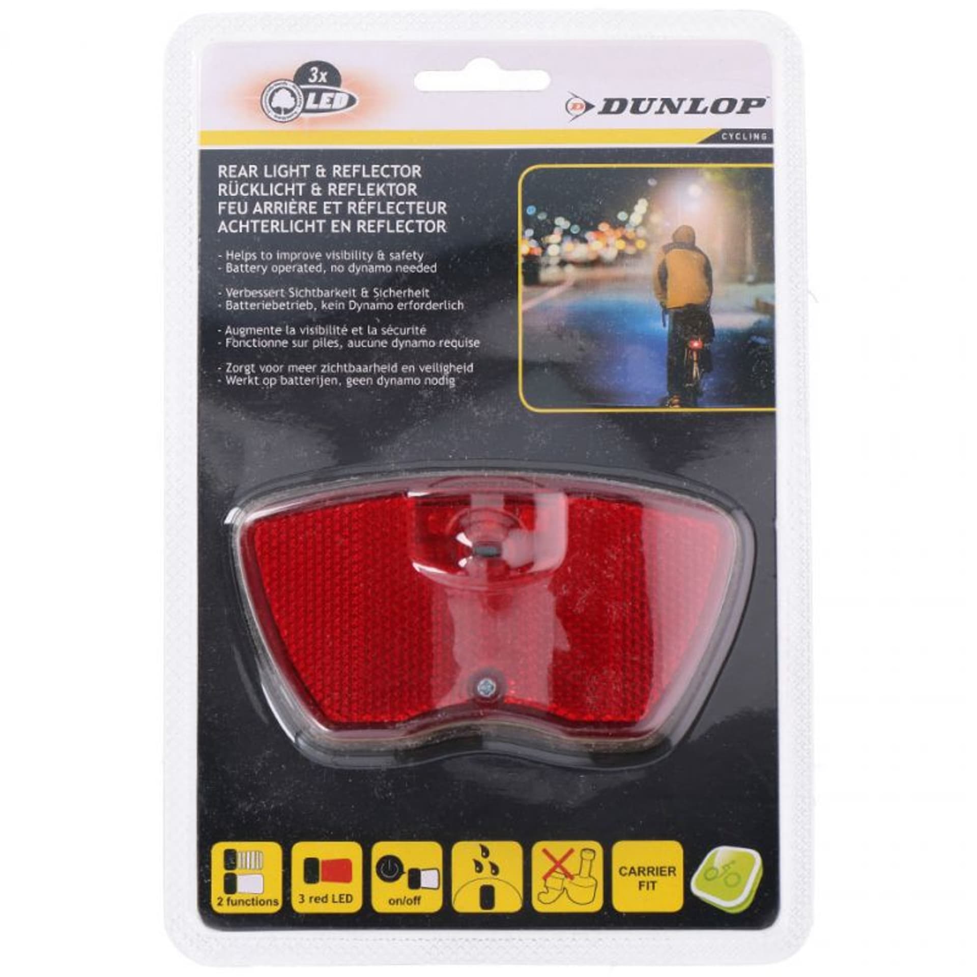 

Lampka rowerowa Dunlop rear light & reflector 3 led 76539