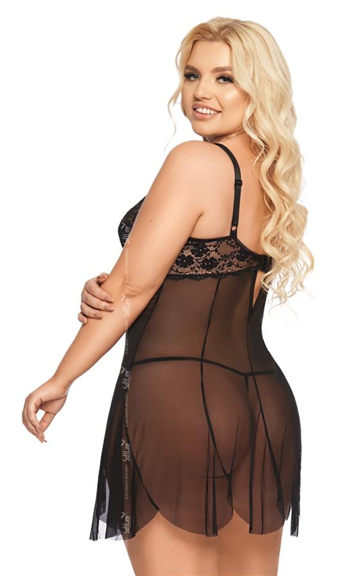 

Carla czarny plus size 1895 koszulka i stringi (kolor czarny, rozmiar XL)