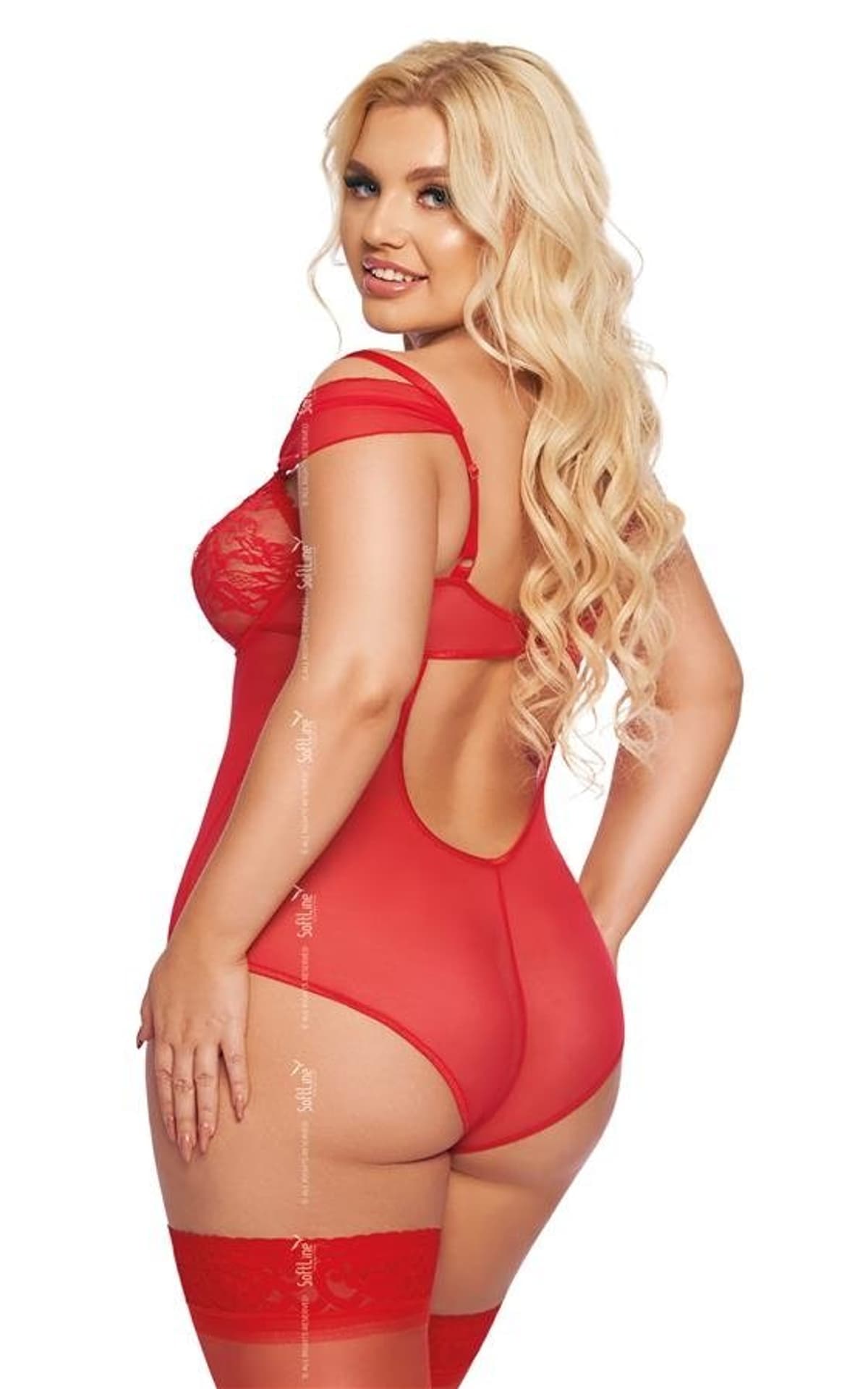 

Dora czerwony plus size body 1901 (kolor czerwony, rozmiar XL)