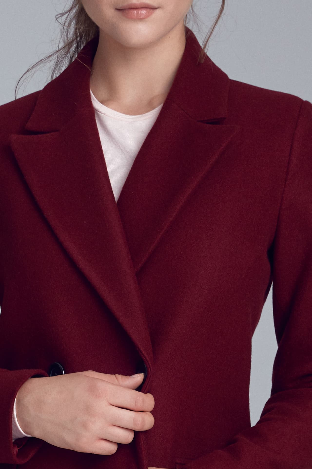

Elegancki bordowy płaszcz dwurzędowy - PL06 (kolor bordo, rozmiar 38)