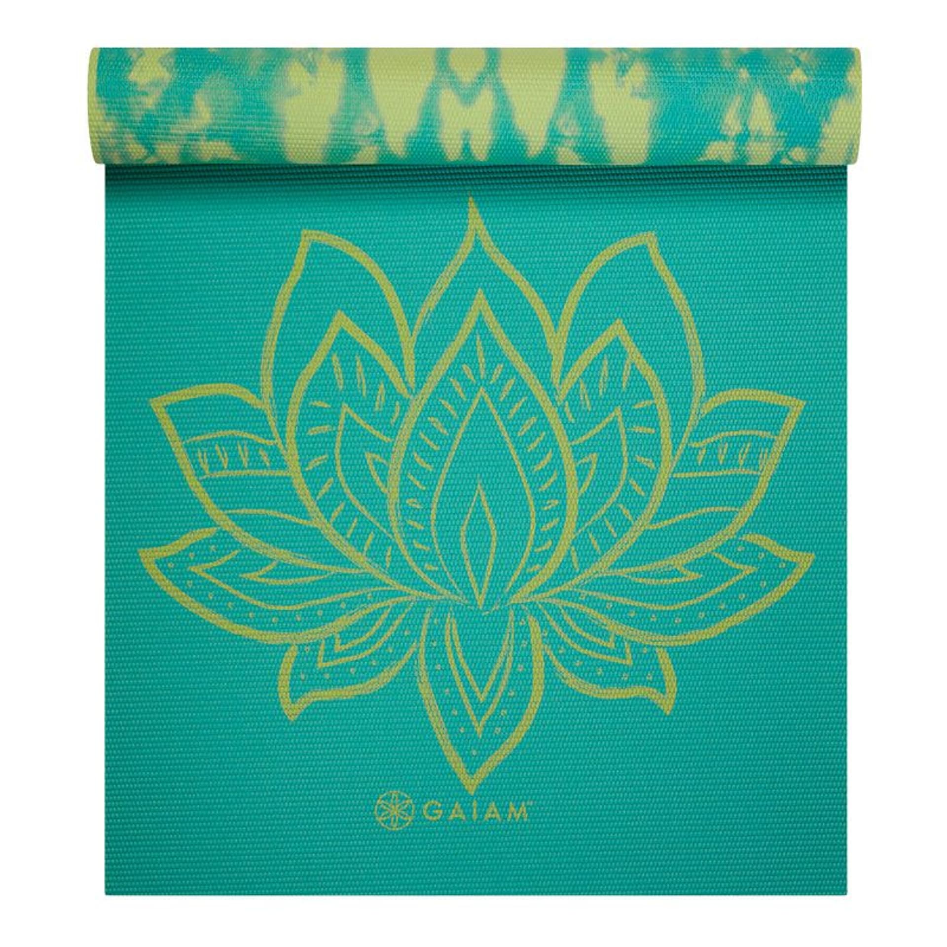 

Mata do Jogi dwustronna GAIAM Turquoise Lotus 6 MM 62344 (kolor Niebieski. Zielony)