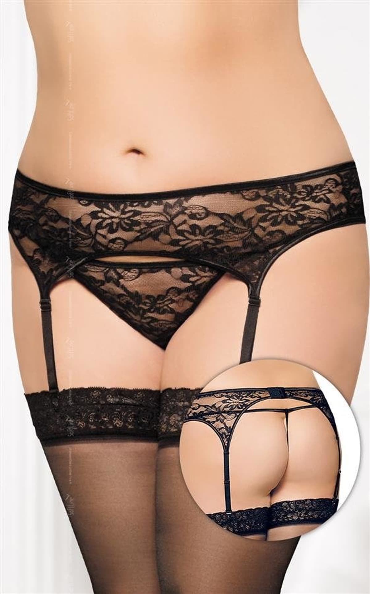 

Garterbelt 3316 czarny pas do pończoch i stringi (kolor czarny, rozmiar XL)