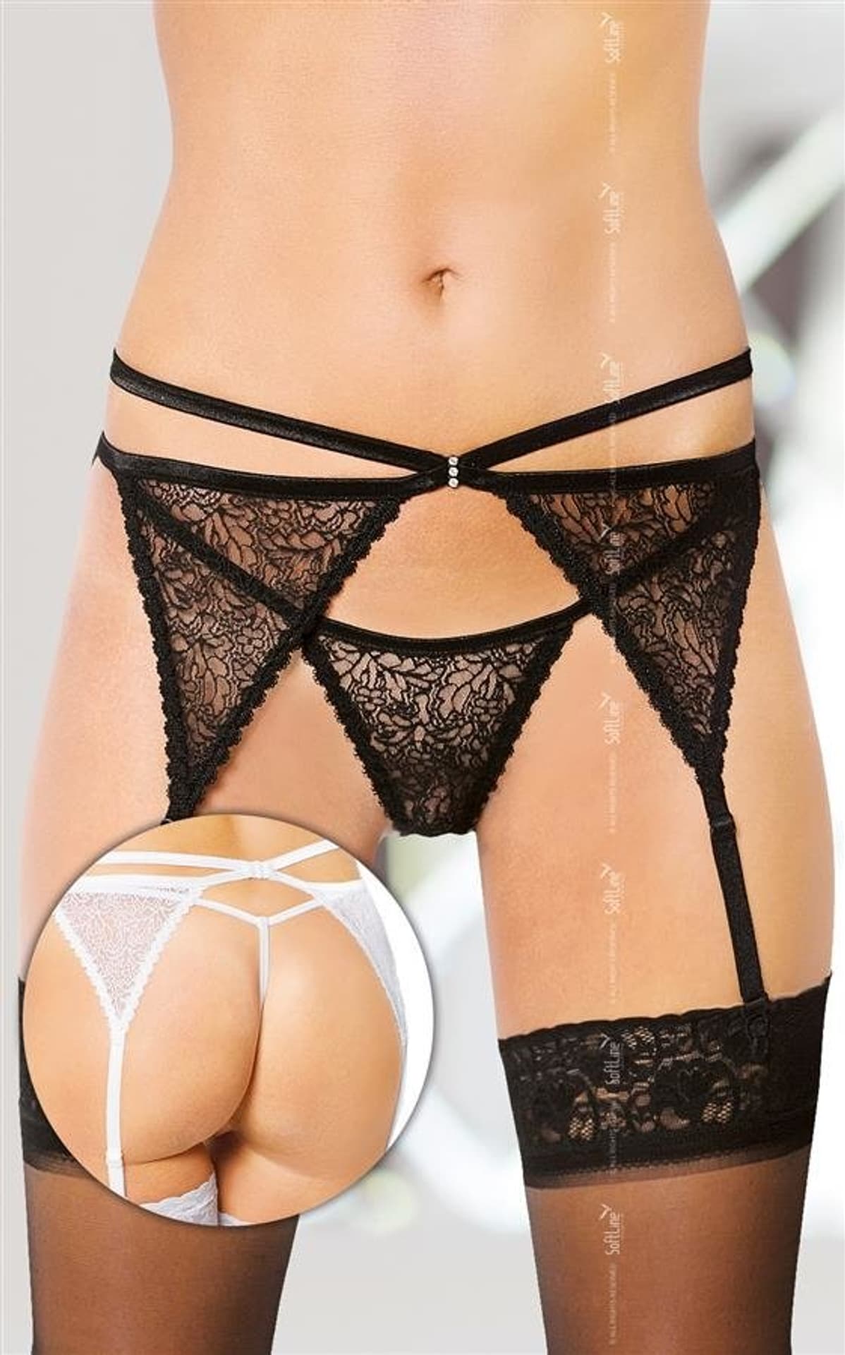 

Garterbelt 3318 czarny pas do pończoch i stringi (kolor czarny, rozmiar S/M)
