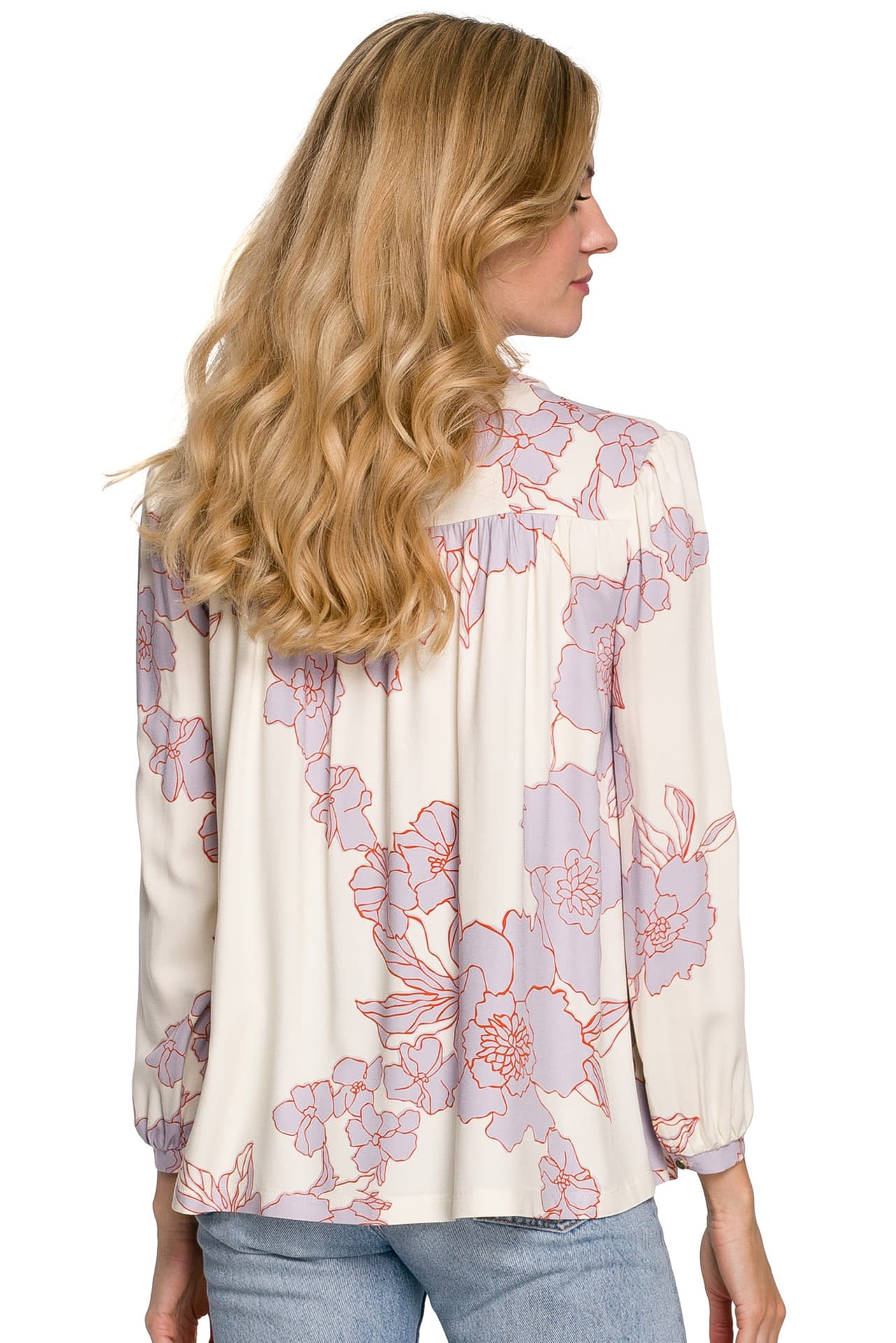 

K099 Bluzka z bufiastymi rękawami - model 3 (kolor ecru, rozmiar 2XL/3XL)