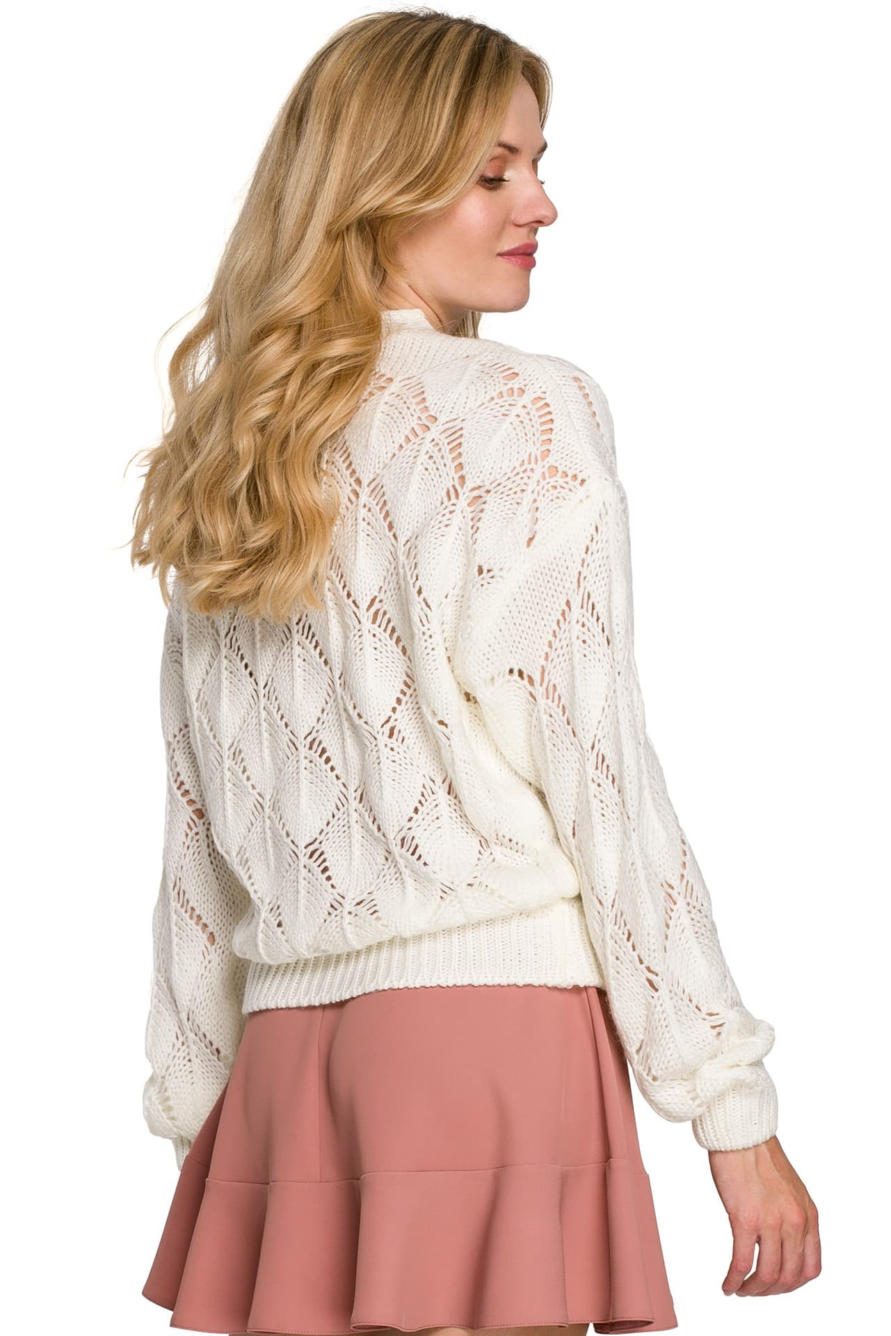 

K104 Kardigan krótki na guziki - ecru (kolor ecru, rozmiar L/XL)