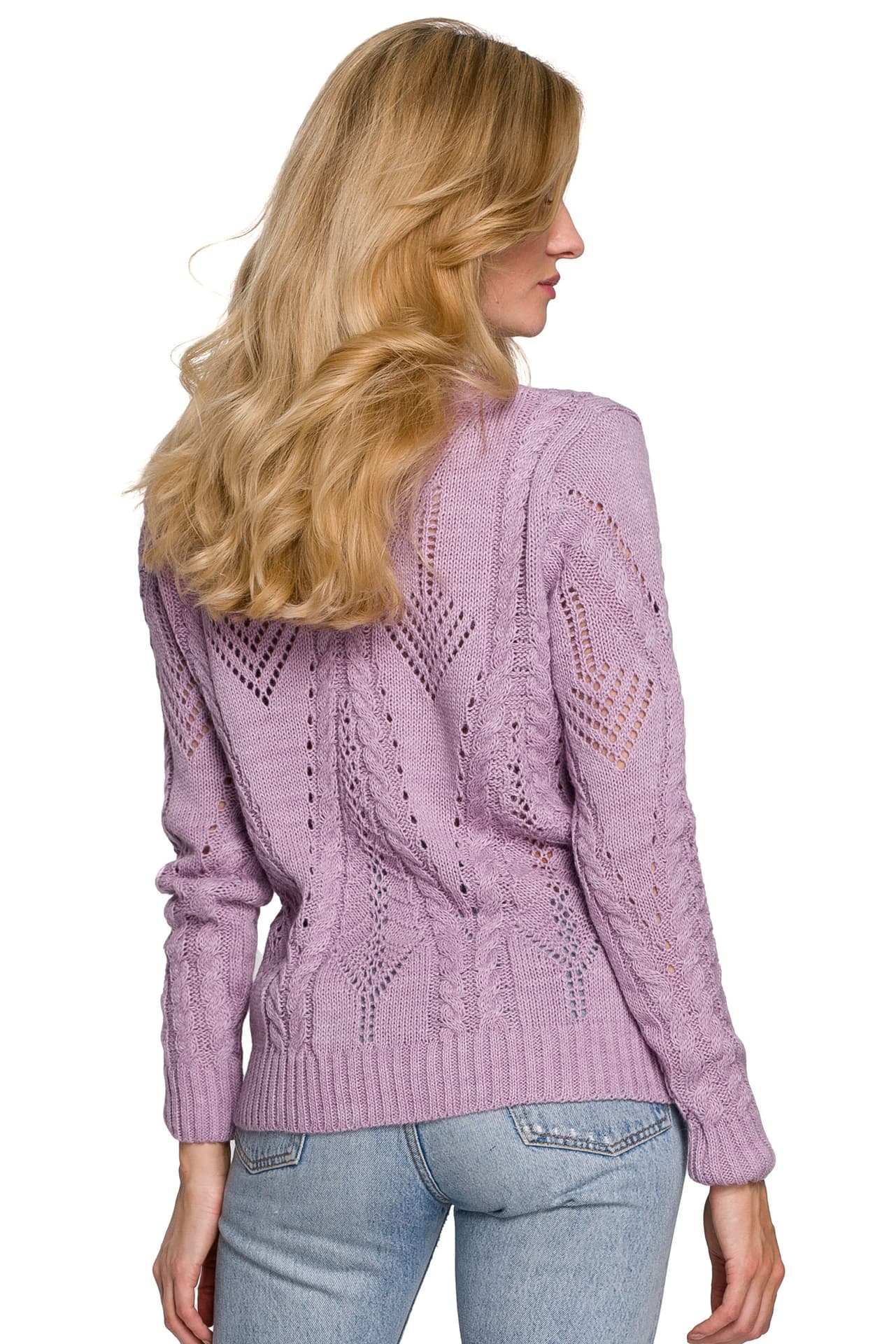 

K106 Sweter krótki ażurowy - liliowy (kolor liliowy, rozmiar L/XL)