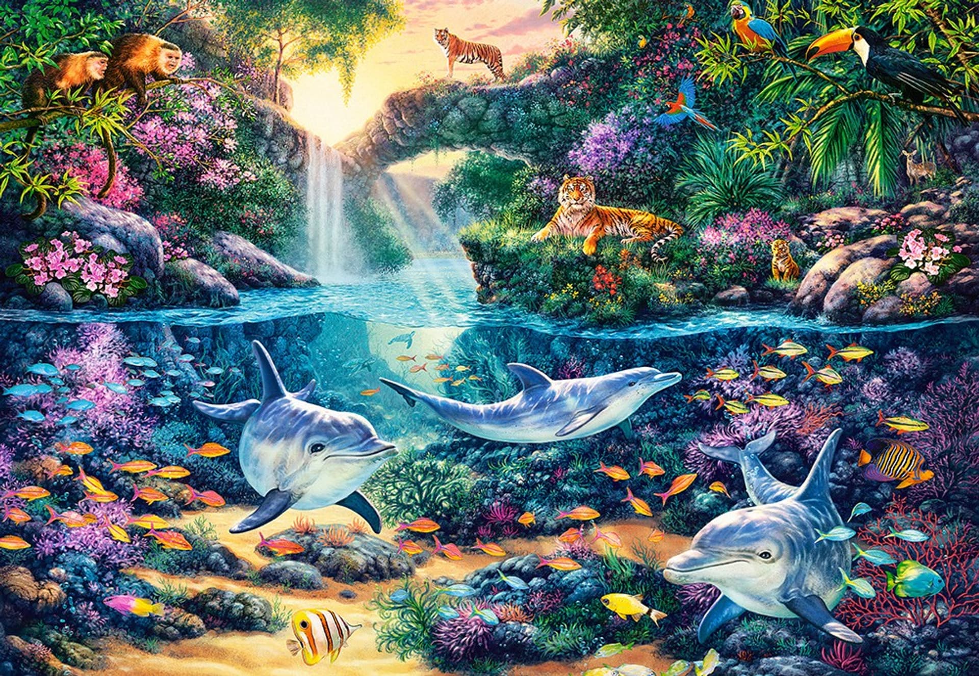 

Puzzle 1500 elementów Delfiny Raj w dżungli