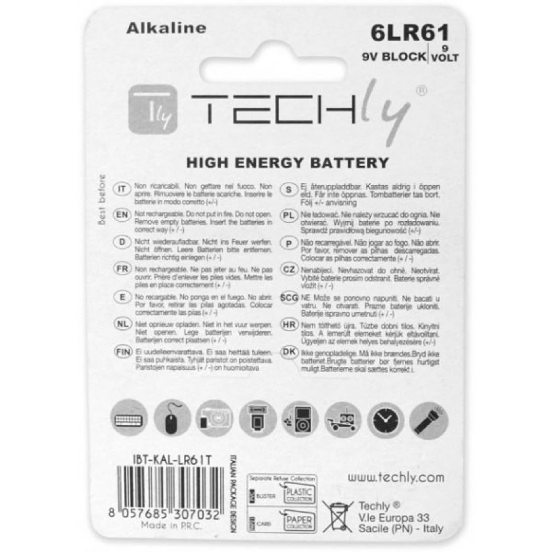 

Baterie alkaliczne LR61 9V 1szt, (IBT-LR61T9V)