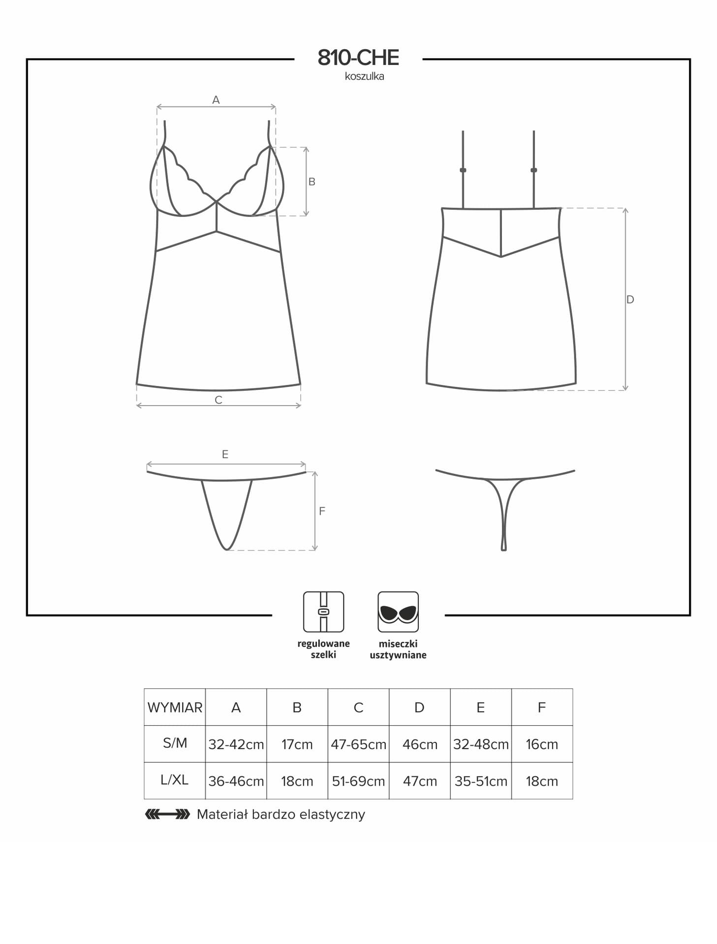 

KOMPLET OBSESSIVE 810-CHE-1 KOSZULKA I STRINGI (kolor czarny, rozmiar S/M)