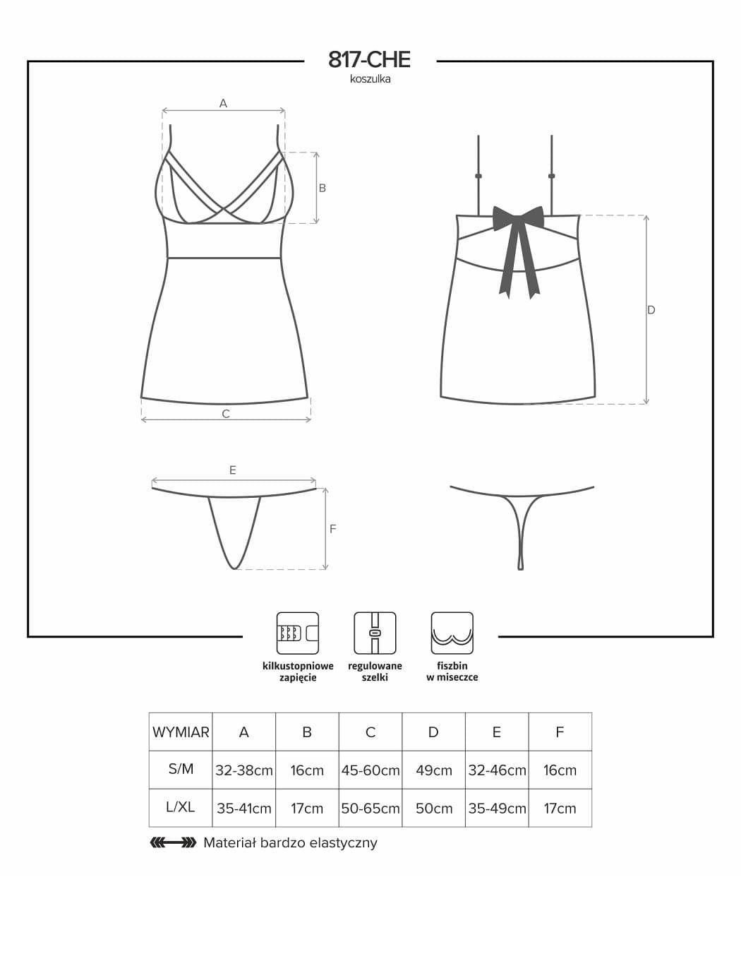 

KOMPLET OBSESSIVE 817-CHE-1 KOSZULKA I STRINGI (kolor czarny, rozmiar L/XL)