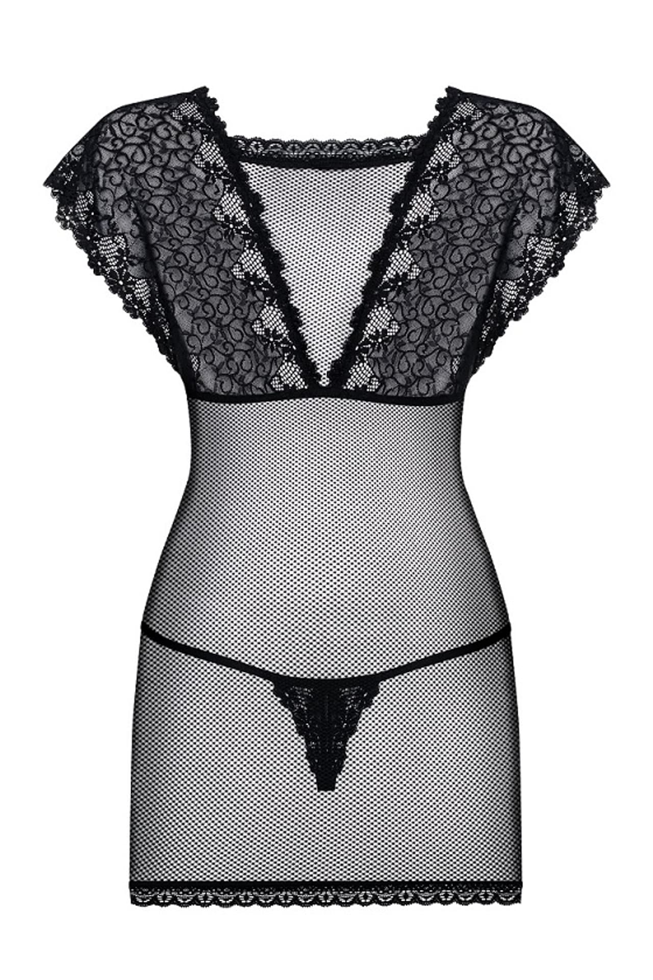 

KOMPLET OBSESSIVE 821-CHE-1 KOSZULKA I STRINGI (kolor czarny, rozmiar L/XL)