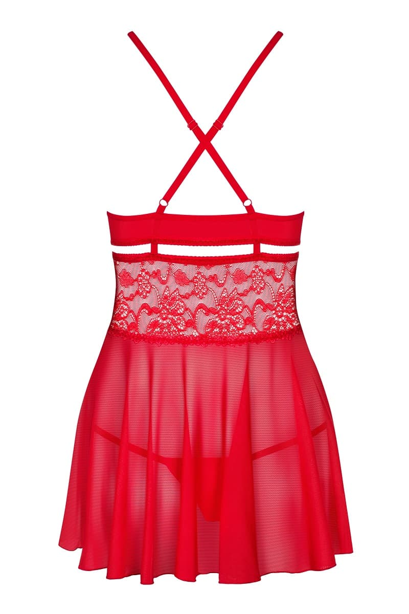 

KOMPLET OBSESSIVE 838-BAB-3 BABYDOLL I STRINGI (kolor czerwony, rozmiar L/XL)