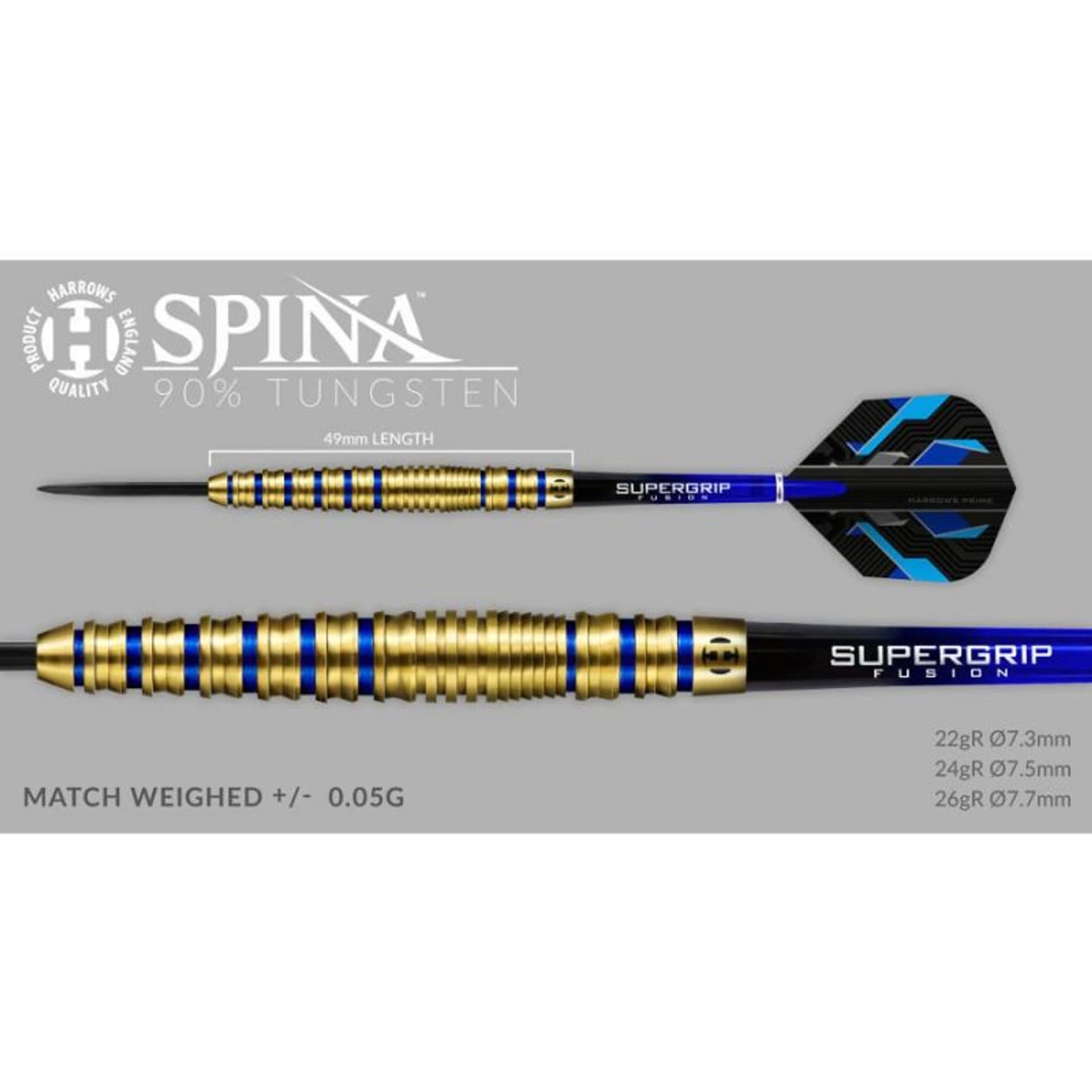 

Rzutki Harrows Spina Gold 90% Steeltip (kolor Czarny. Złoty)