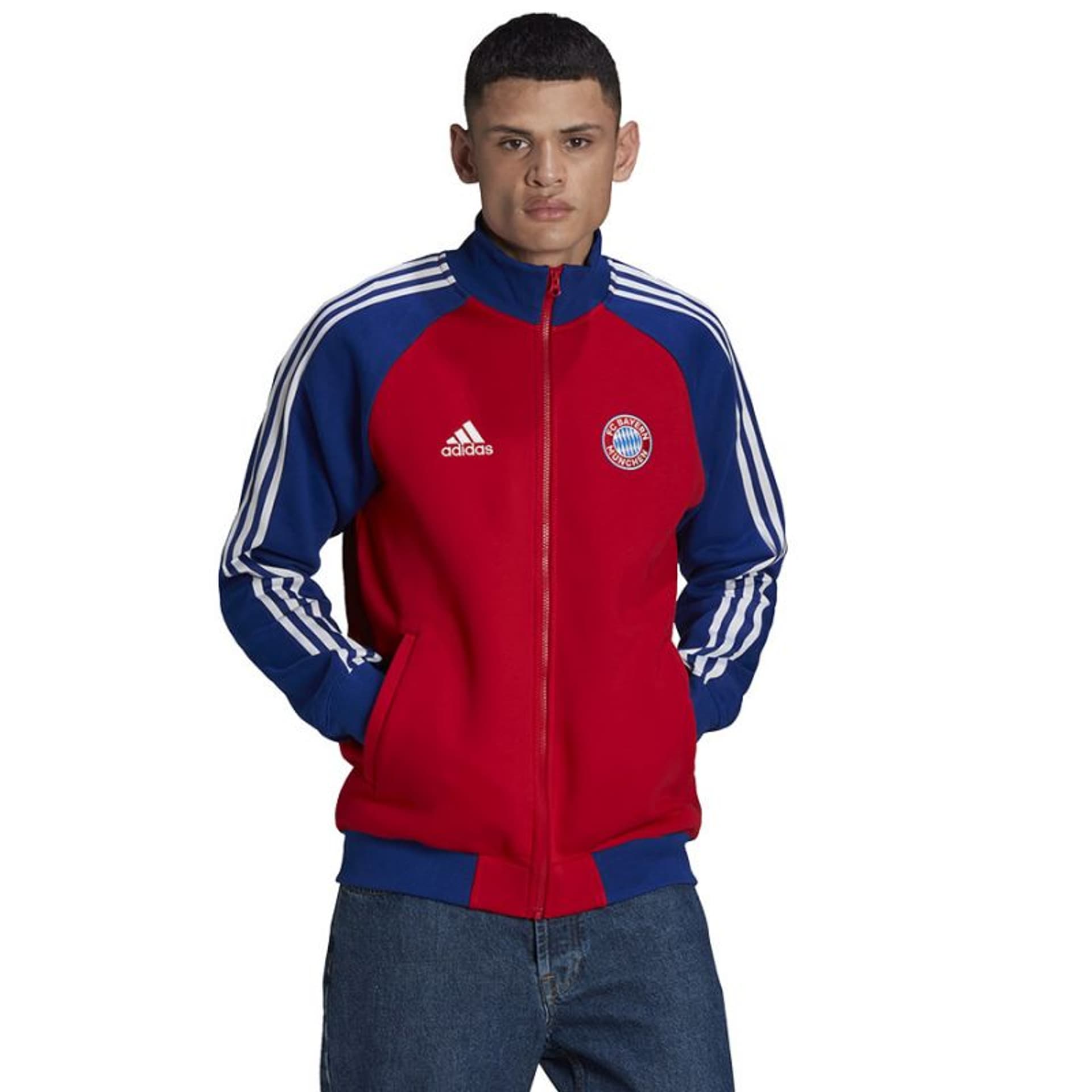 

Bluza adidas FC Bayern 21/22 Anthem Jacket M (kolor Czerwony. Niebieski, rozmiar M)