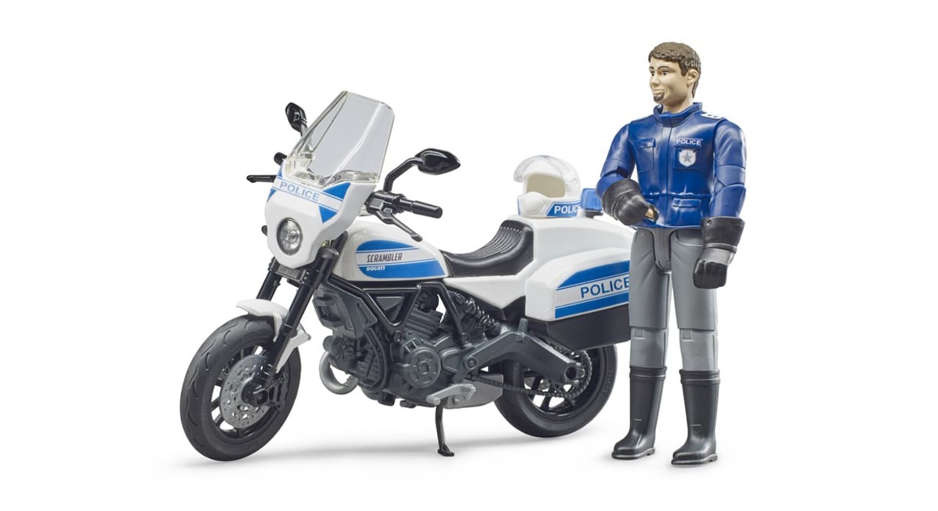 

Scrambler Ducati Motocykl z policjantem
