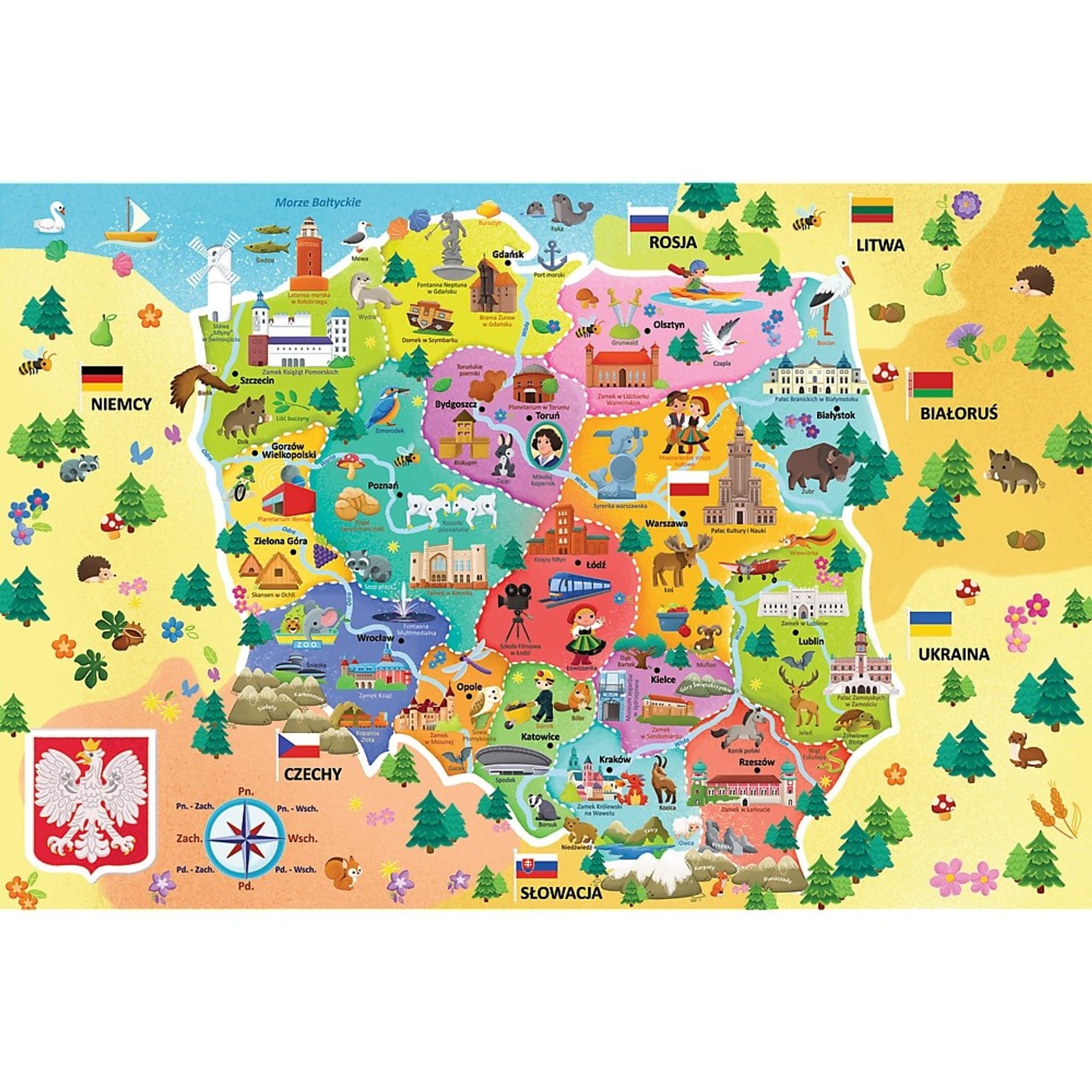 

Puzzle 54 elementów Edukacyjne Mapa Polski