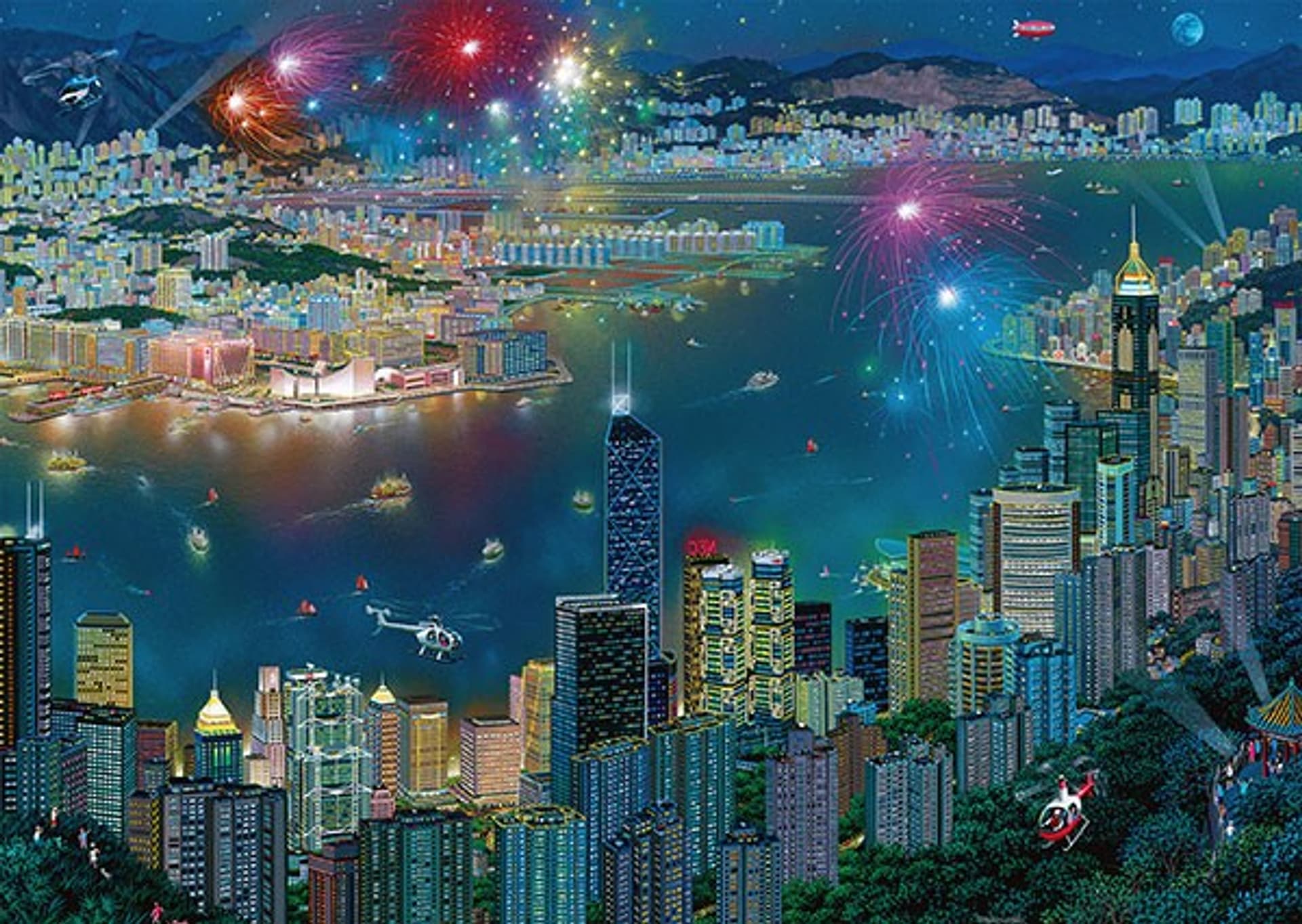 

1000 elementów Alexander Chen Fajerwerki nad Hongkongiem