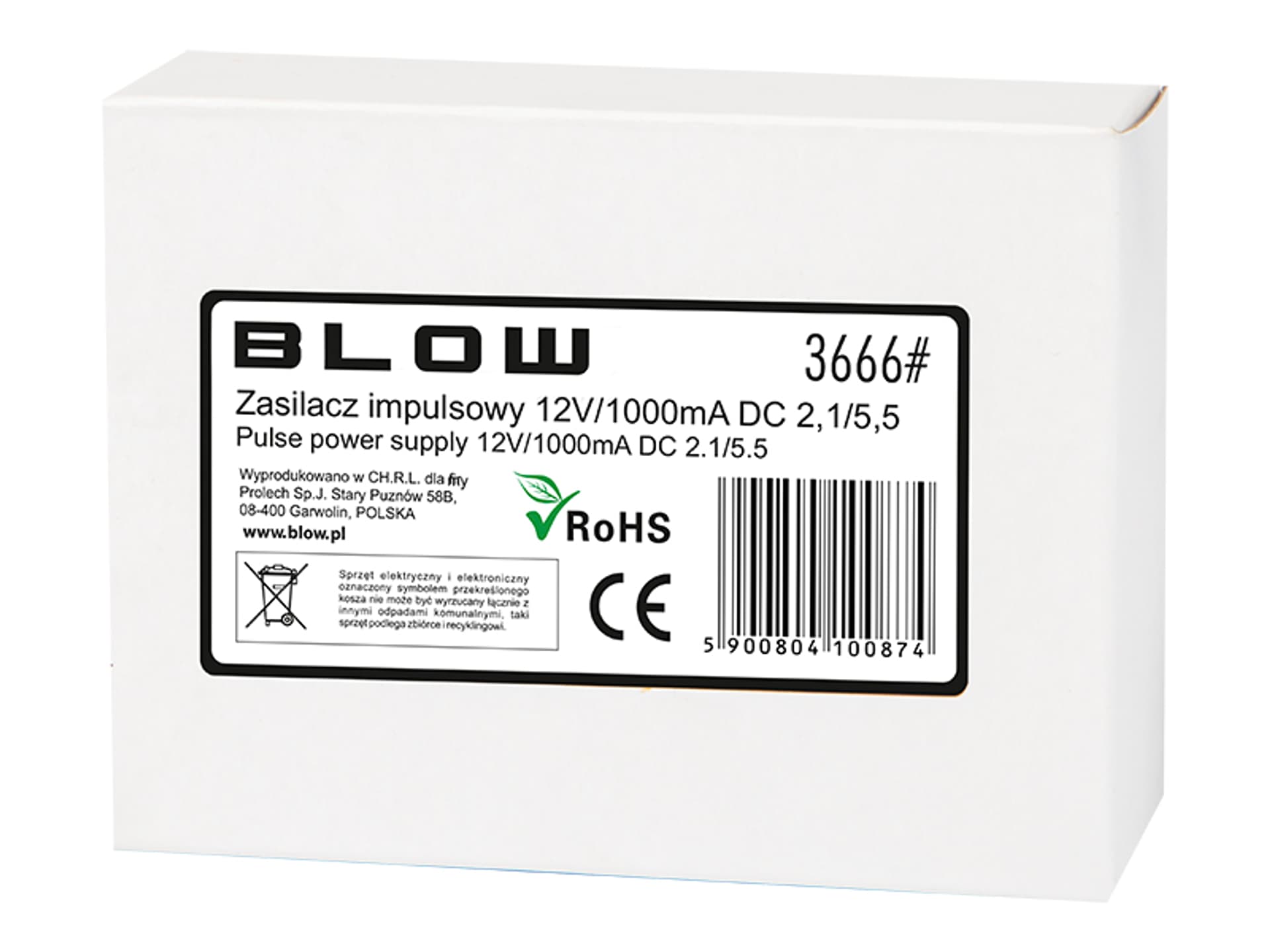

3666# Zasilacz impuls.12v/ 1a blow do kamer