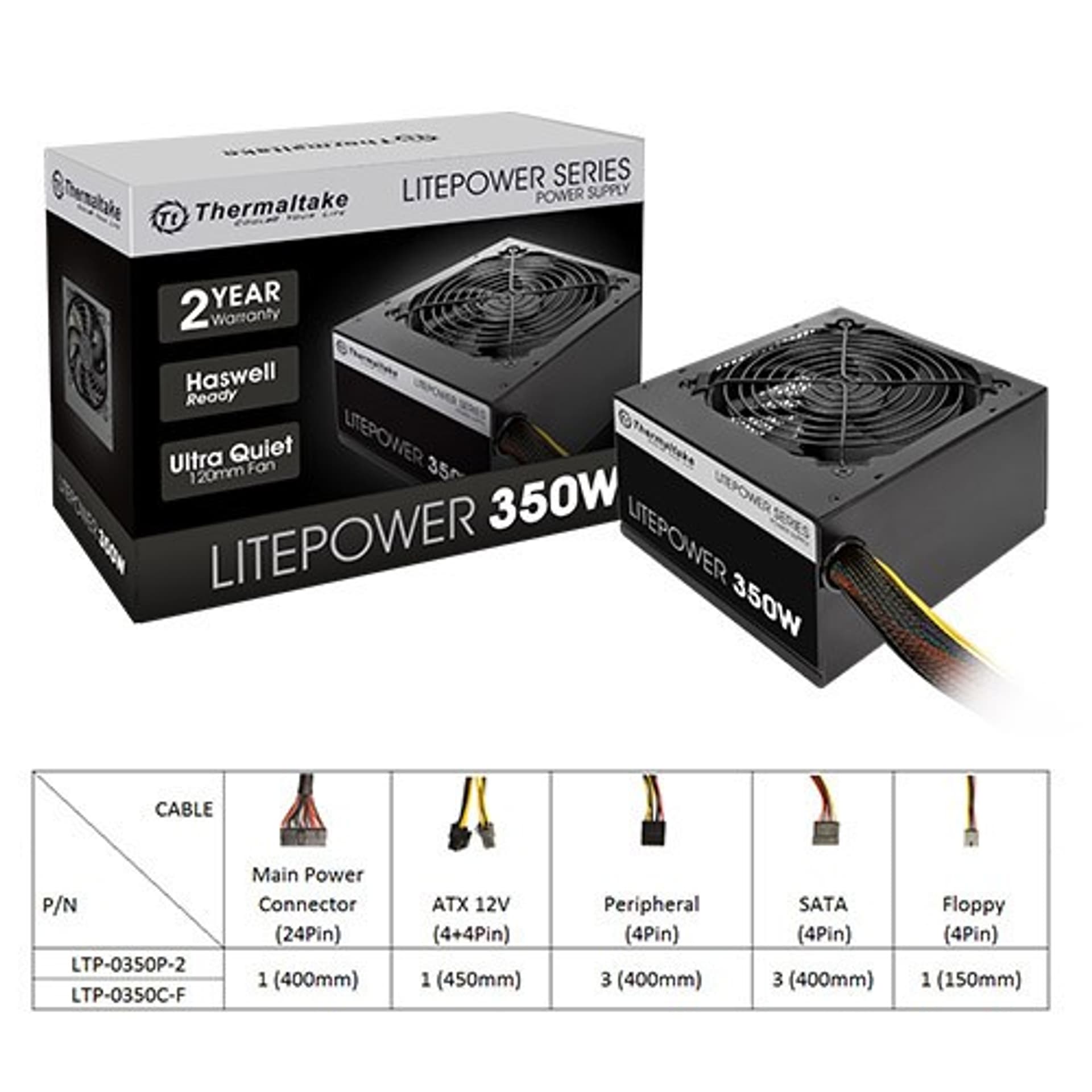 

Litepower II Black 350W (Active PFC, 120mm)