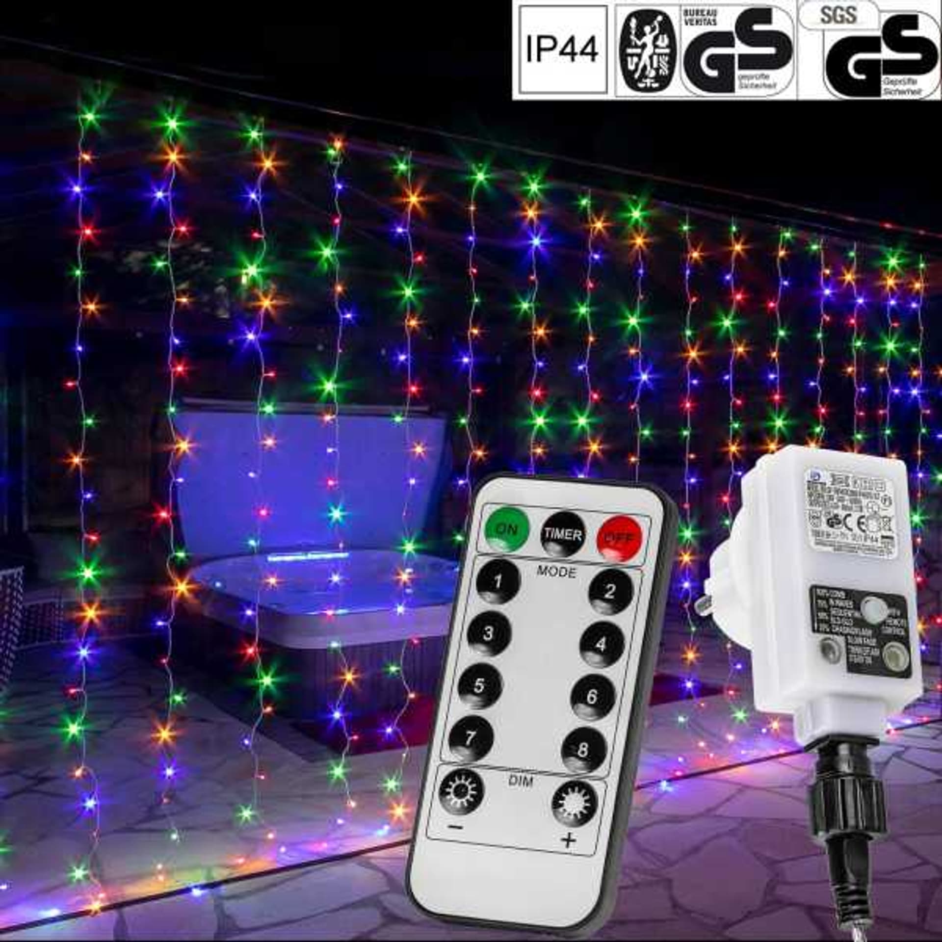 

Kurtyna świetlna 600 LED kolorowe lampki 6x3m pilot programator IP44