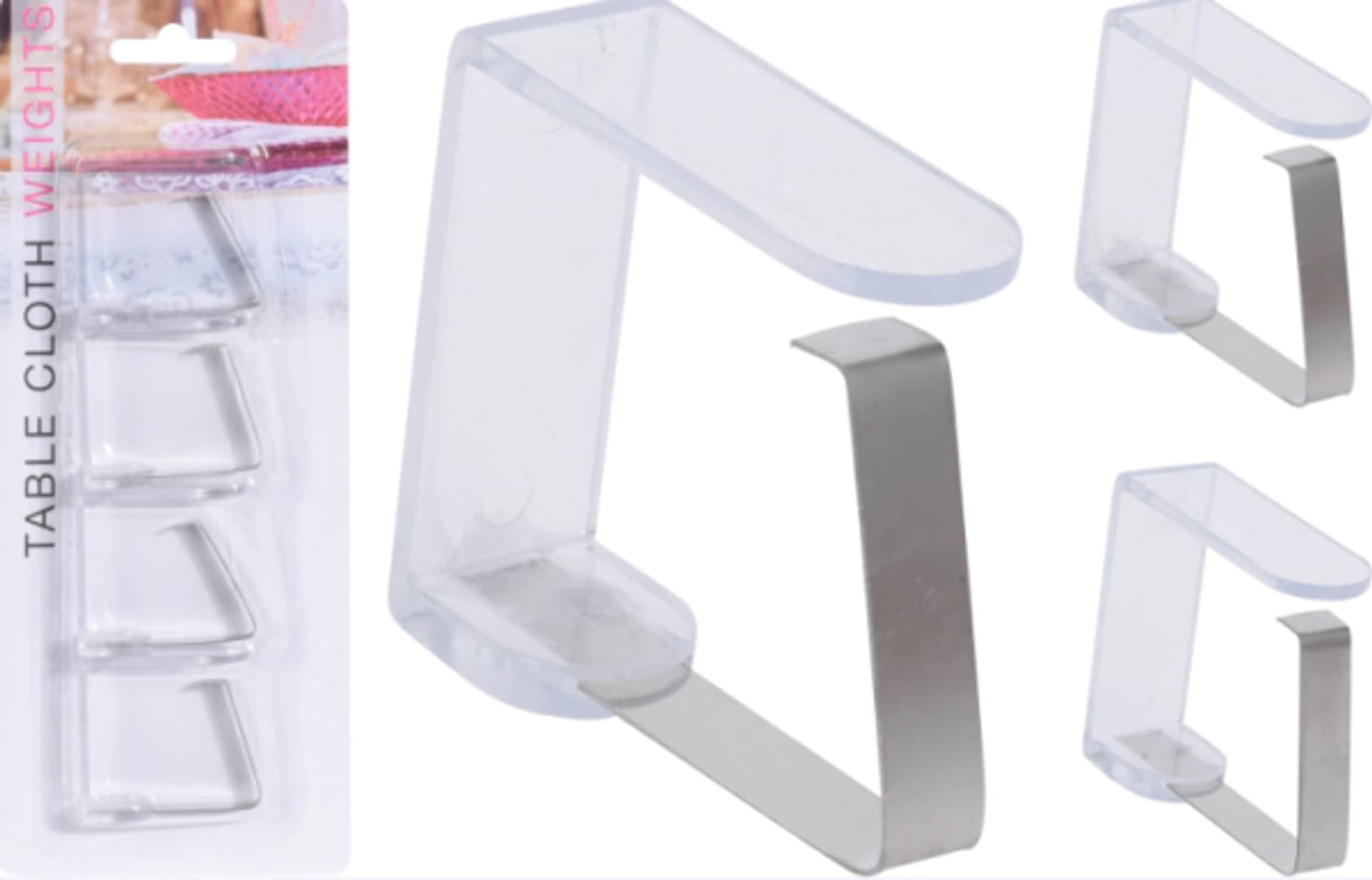 

Klips Zaciski na obrusy Zestaw 4 szt transparentny