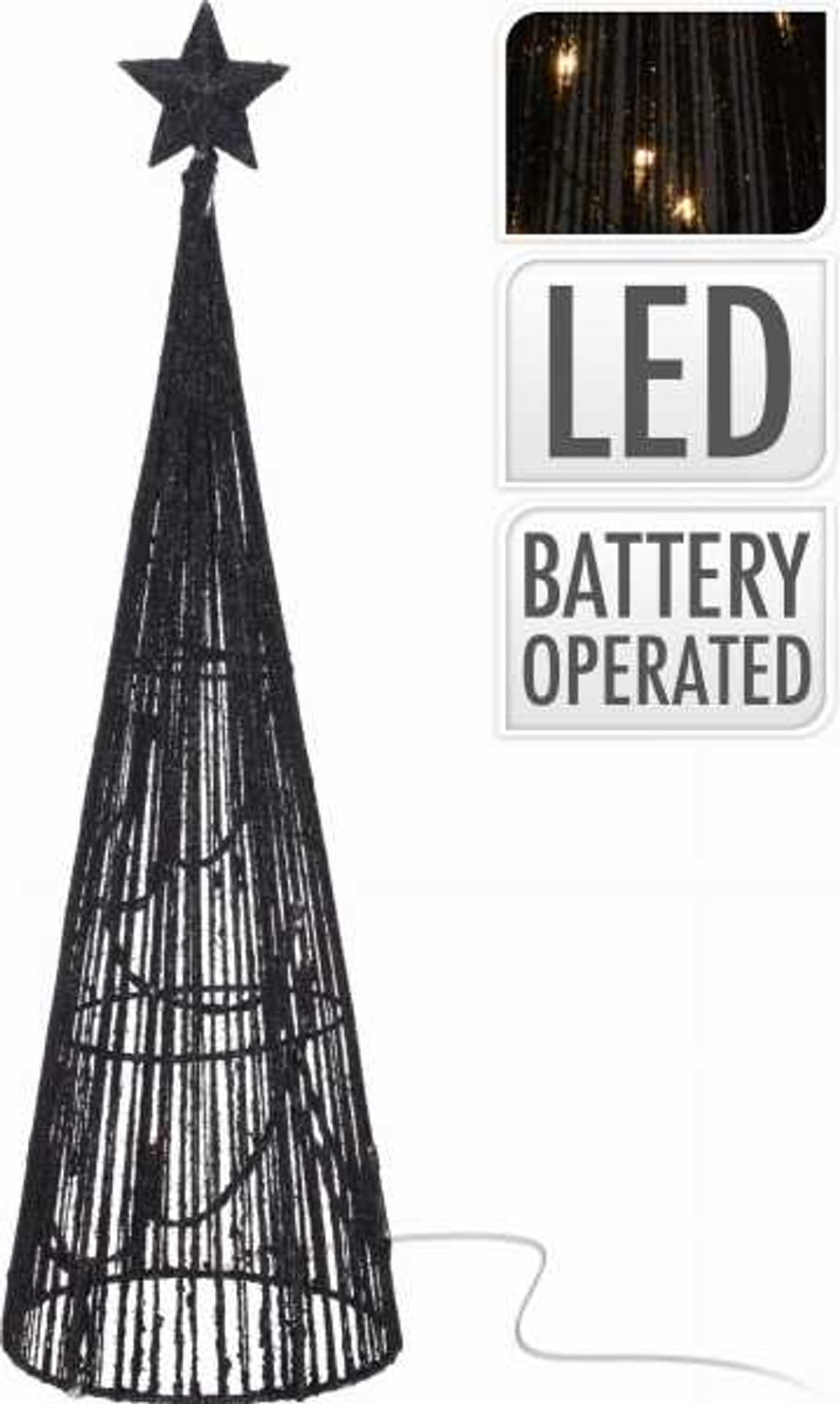 

Piramida świąteczna z gwiazdą 10LED 40cm czarna