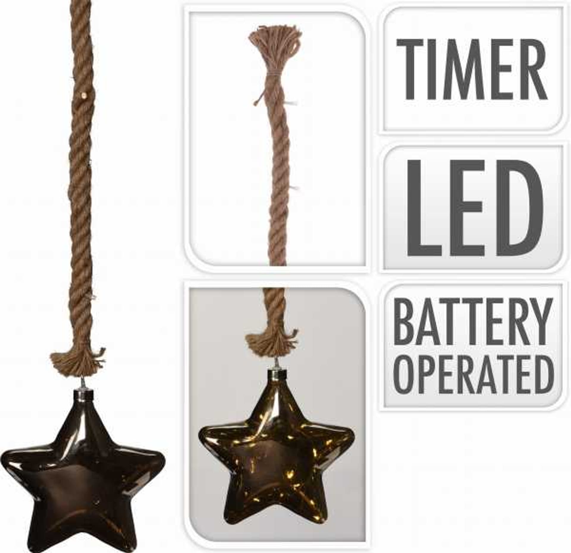 

Gwiazdka świetlna bombka 18 cm na linie 15 LED timer