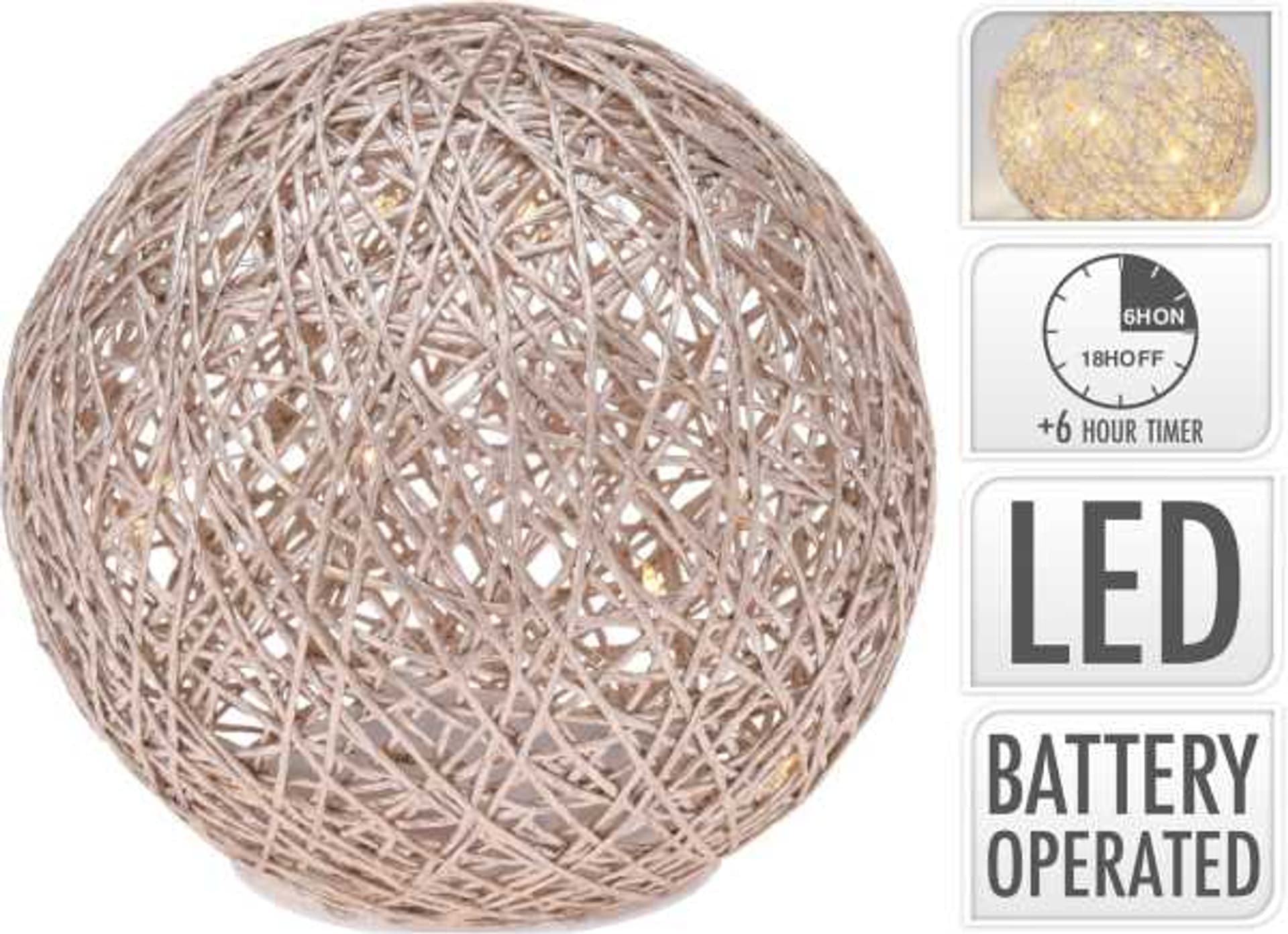 

Kula świetlna dekoracyjna w kolorze metalicznym złocie 15 LED światło białe 15x15x14 cm