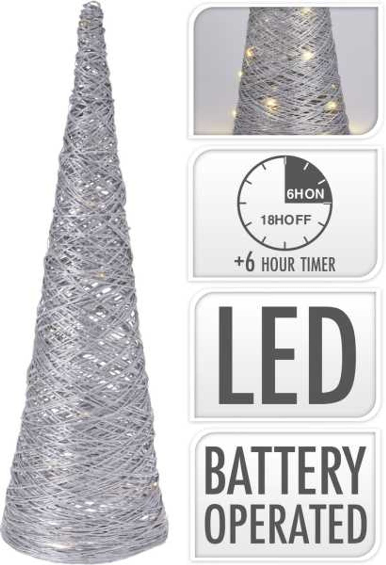 

Choinka świąteczna rattanowa 20 LED dekoracyjna w kolorze srebrnym 40 cm