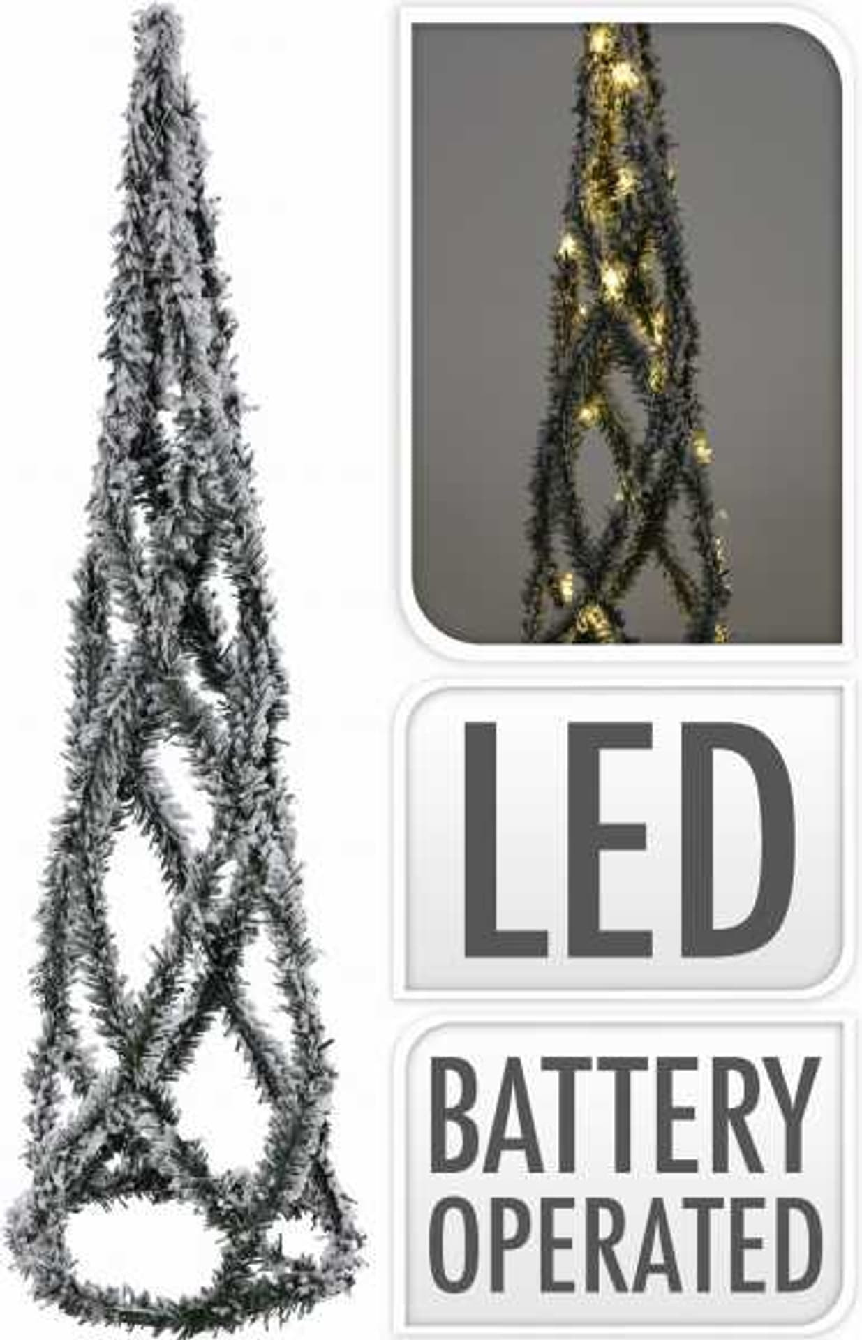 

Choinka świąteczna 30 LED ze śniegiem piramida dekoracyjna 60 cm zielony