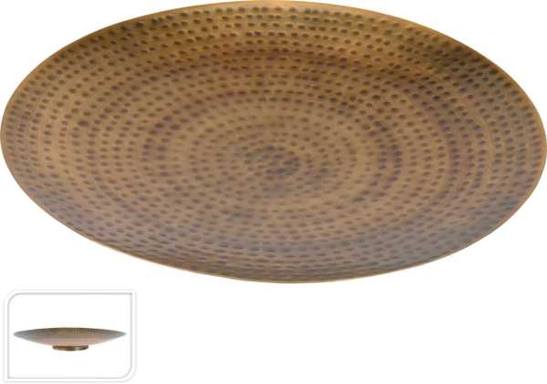 

Talerz ozdobny młotkowany taca metalowa 30 cm antyczny mosiądz