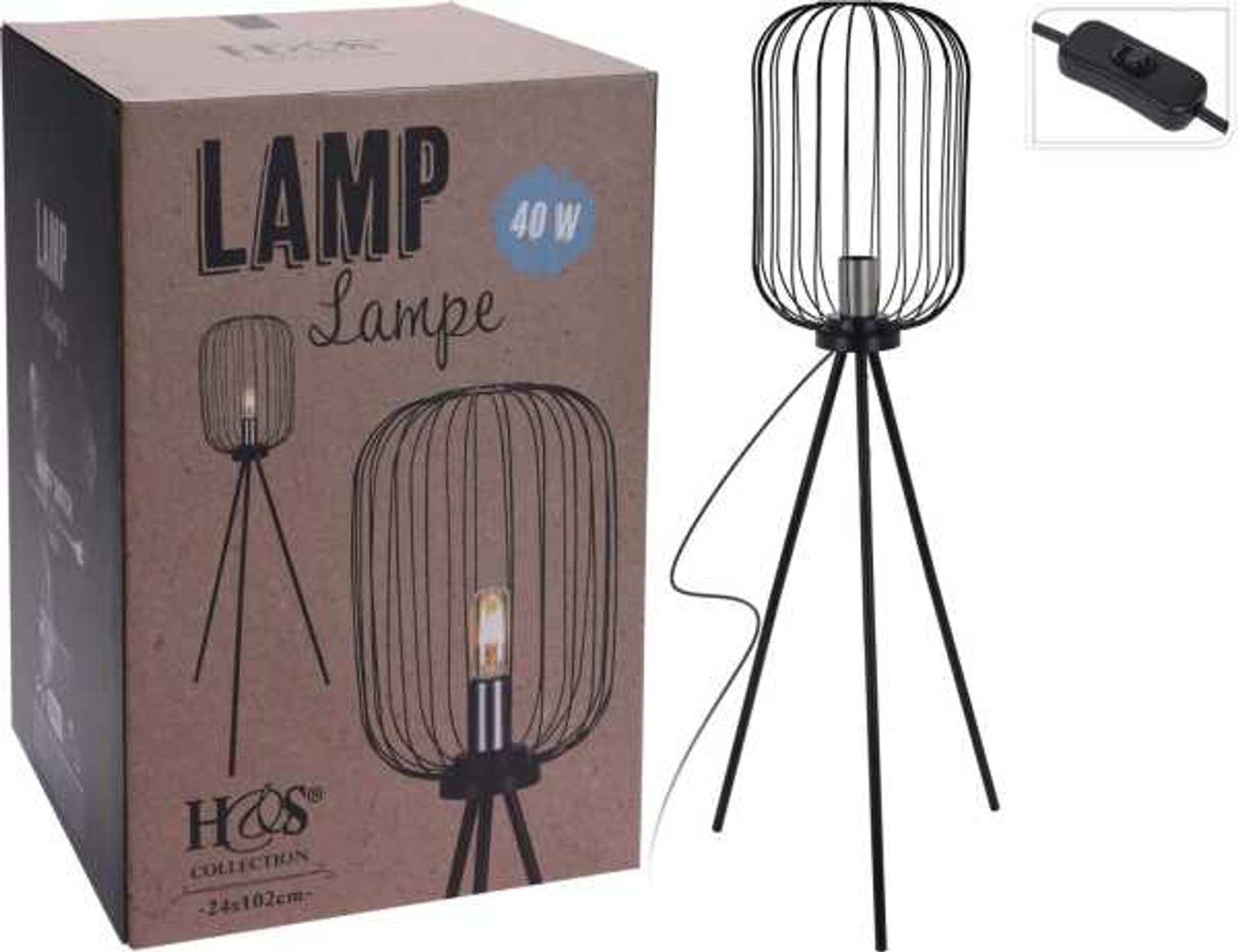 

Lampa stojąca podłogowa metalowa loft 102cm czarna