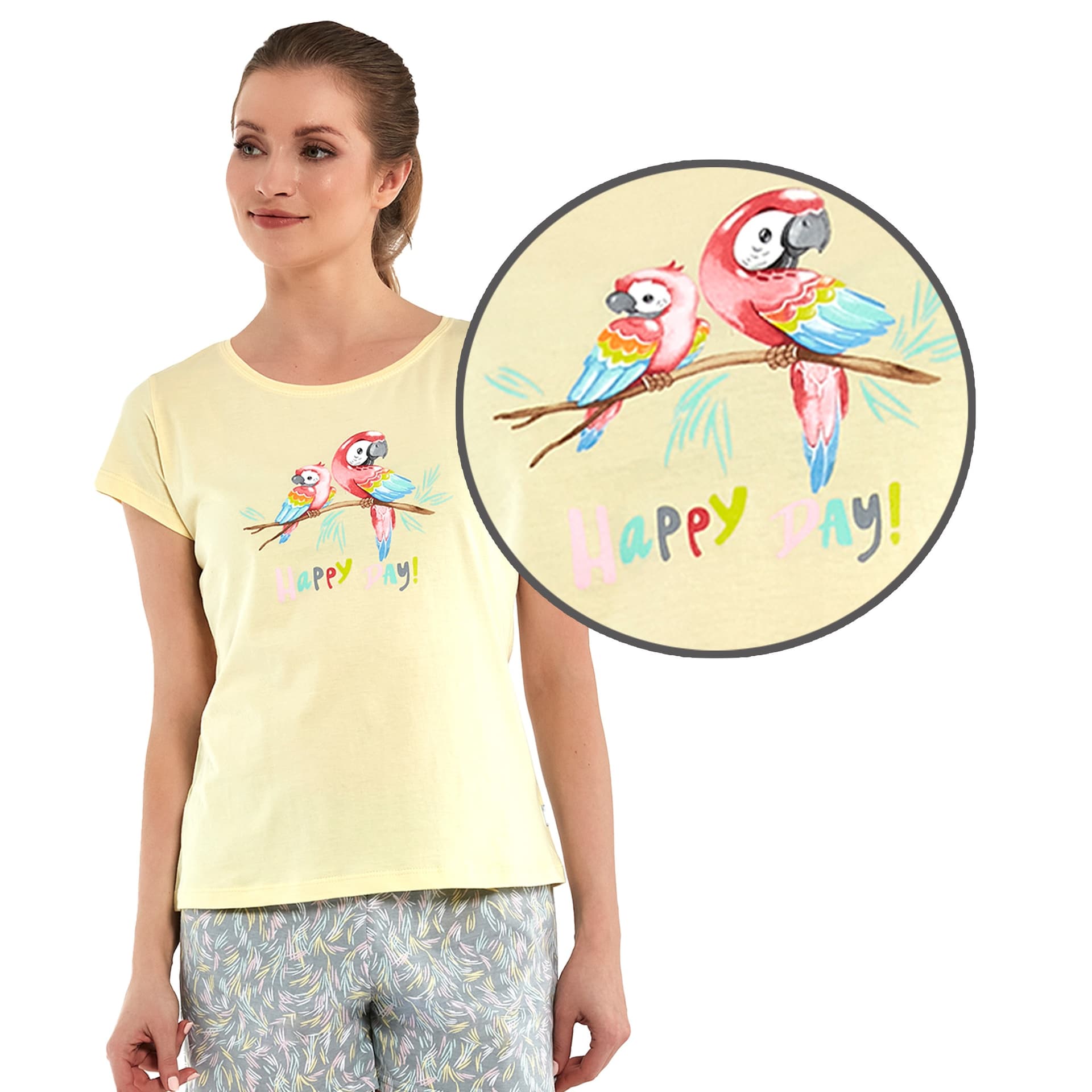

PIŻAMA DAMSKA 628/244 PARROTS KR (kolor żółty, rozmiar L)