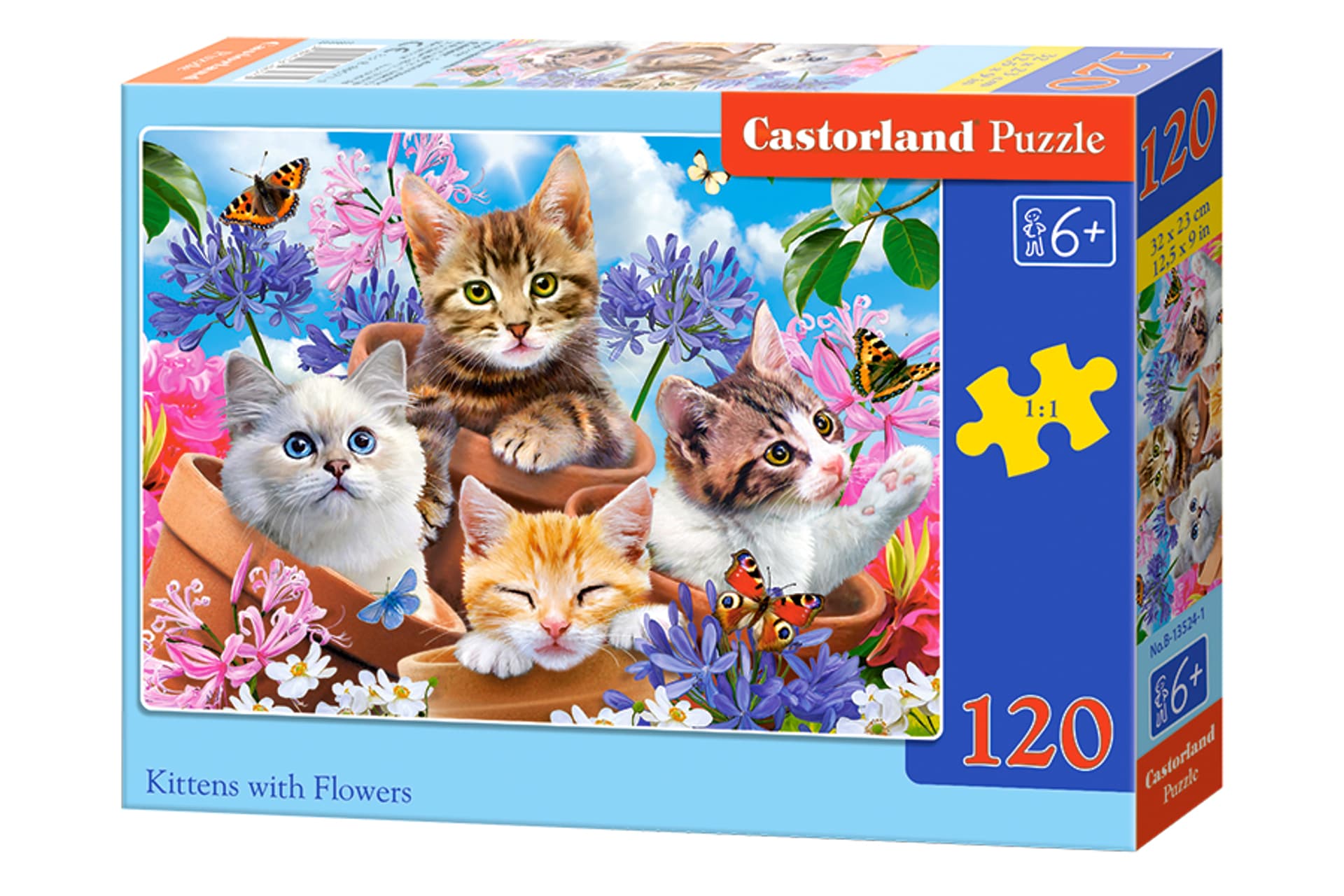

CASTORLAND Puzzle 120 elementów Kittens with Flowers - Koty w kwiatach 6+