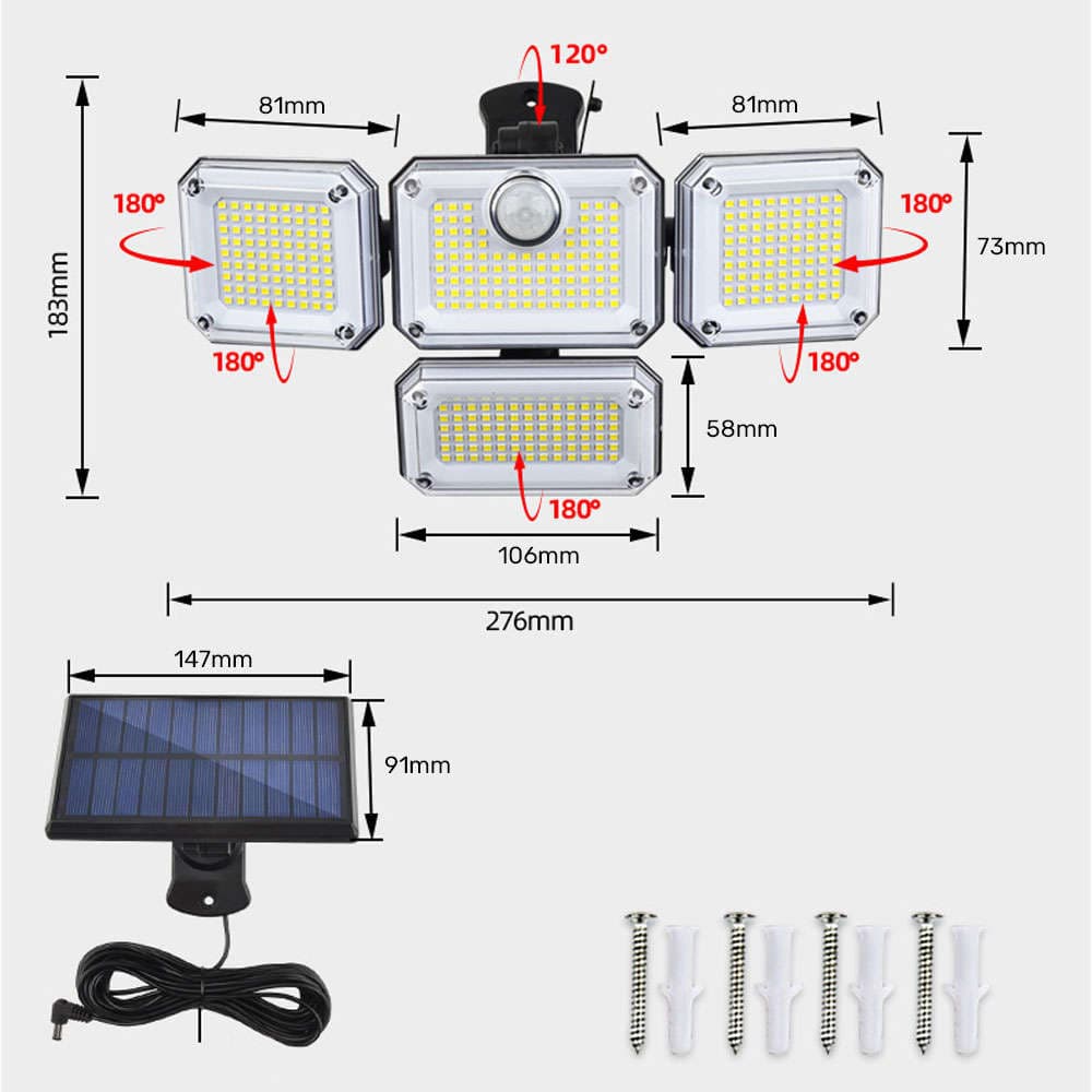 

Lampa solarna zewnętrzna Alogy halogen ścienny 333 LED panel zewnętrzny czujnik ruchu PIR