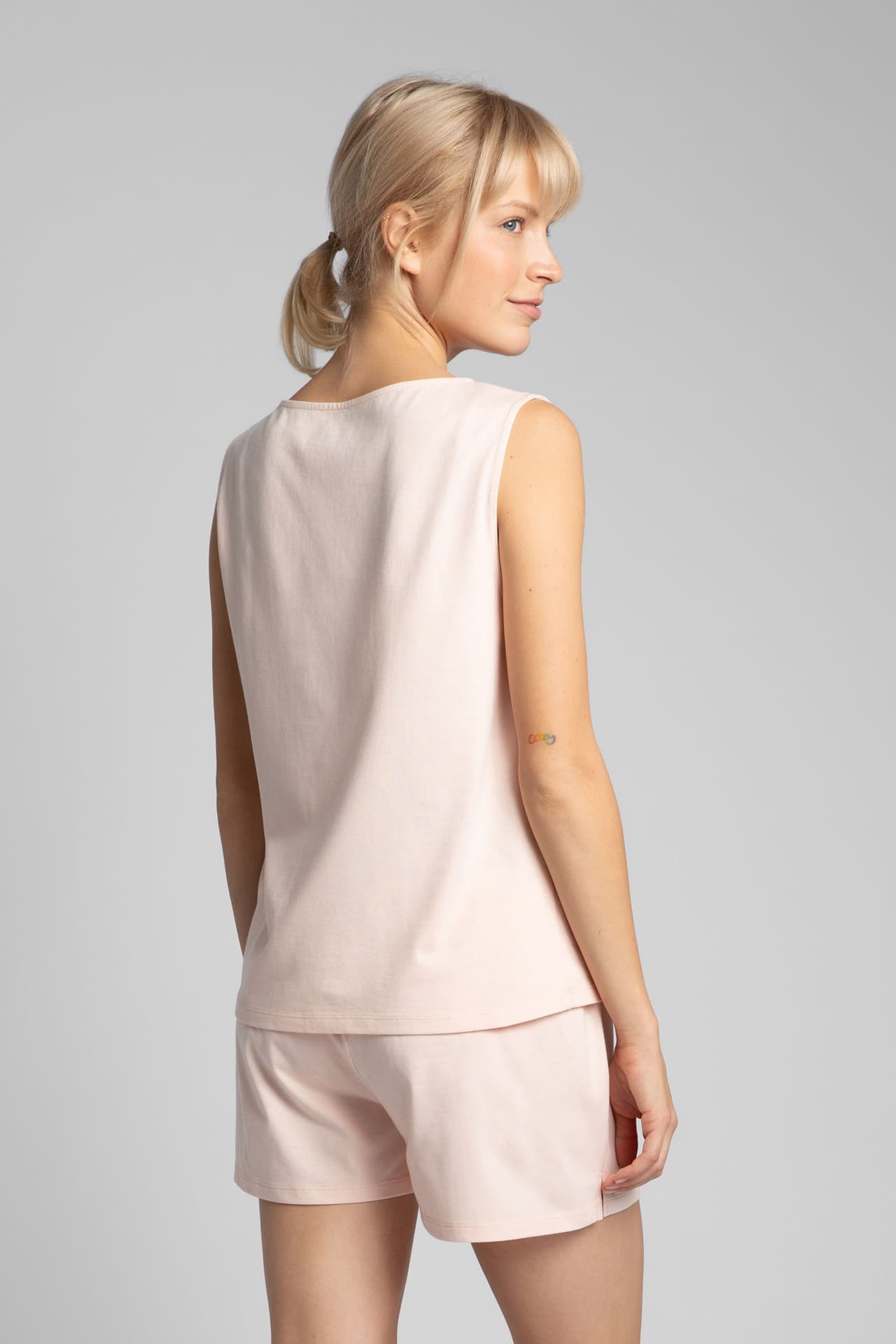 

LA015 Bawełniany top do spania bez rękawów - brzoskwiniowy (kolor Brzoskwiniowy, rozmiar XL)