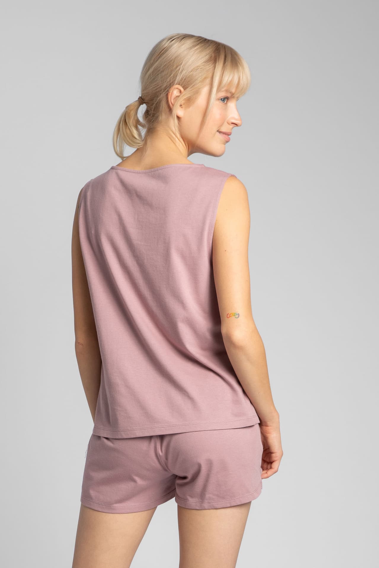 

LA015 Bawełniany top do spania bez rękawów - wrzosowy (kolor wrzos, rozmiar XL)