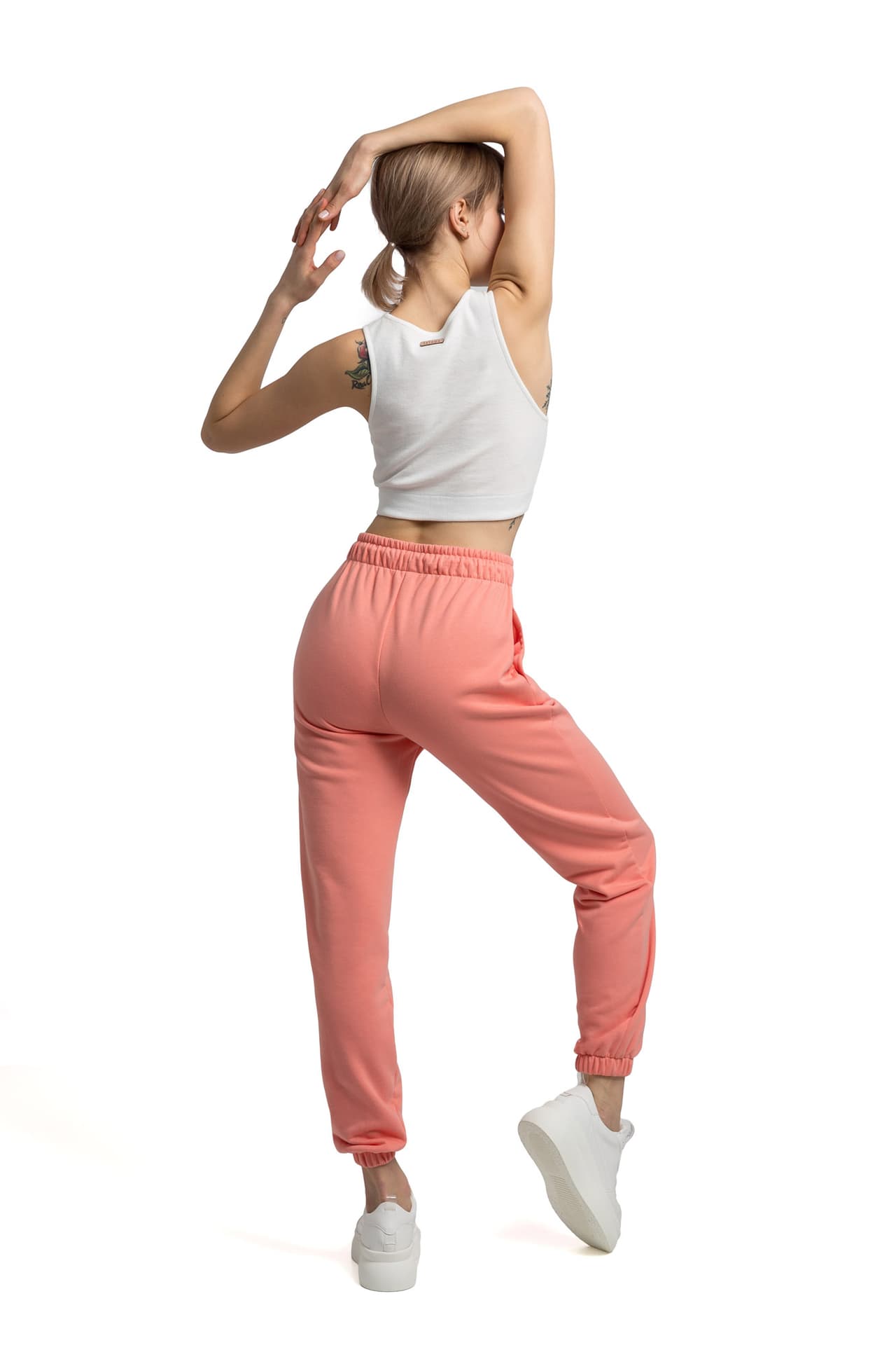 

LA053 Spodnie typu Joggers - koralowe (kolor koral, rozmiar XL)