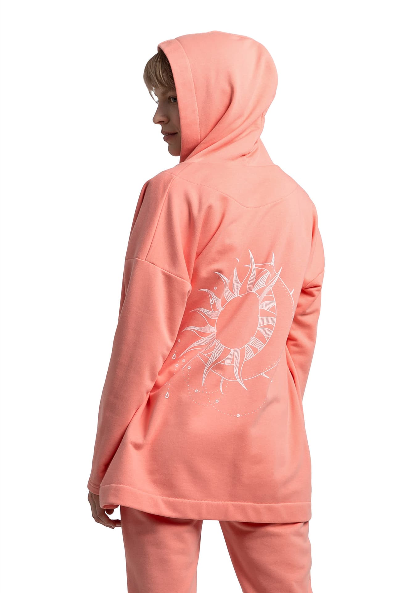 

LA058 Bluza bez zapięcia z kapturem - koralowa (kolor koral, rozmiar XXL)