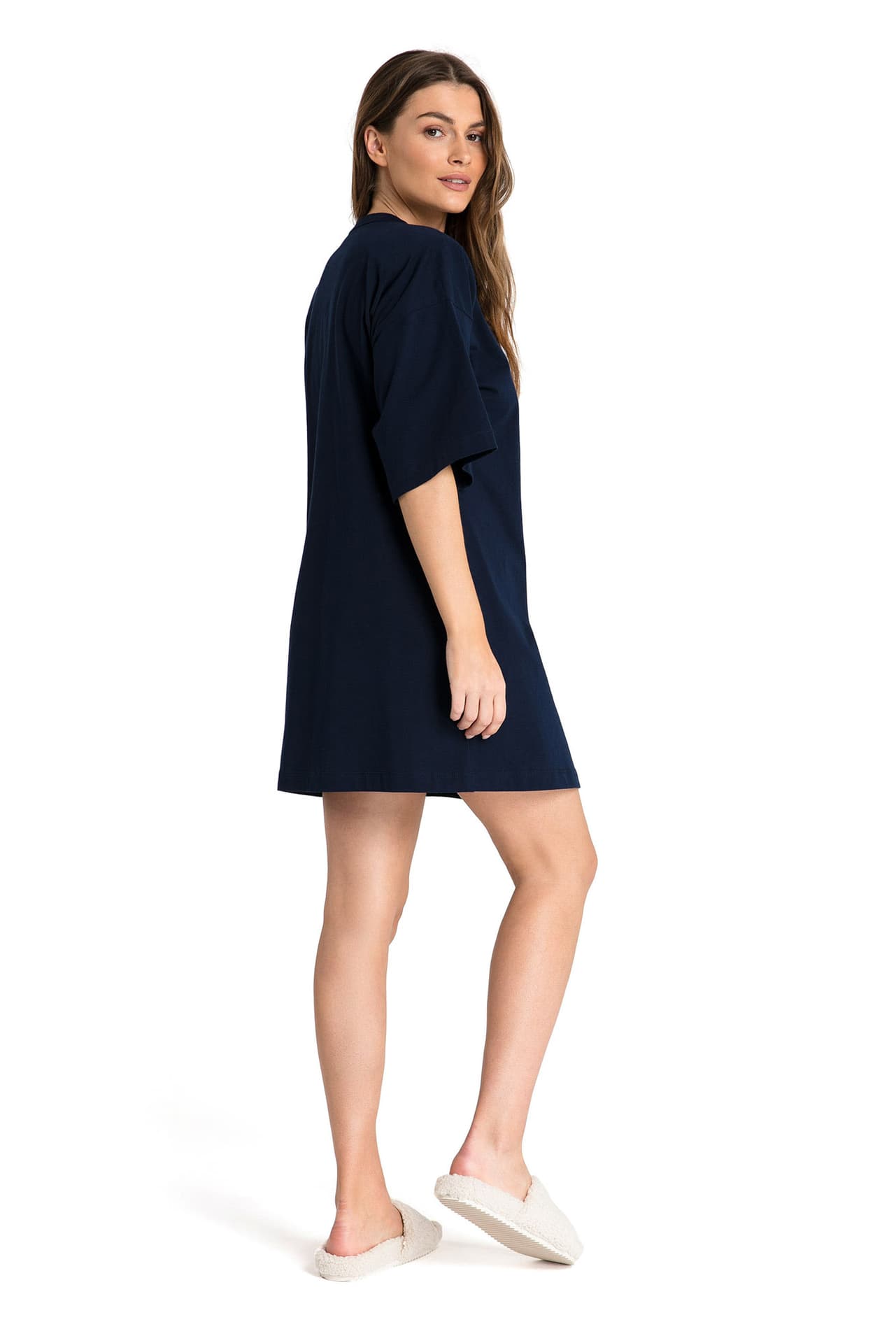 

LA068 Bawełniana koszulka nocna - granatowa (kolor granat, rozmiar 2XL/3XL)