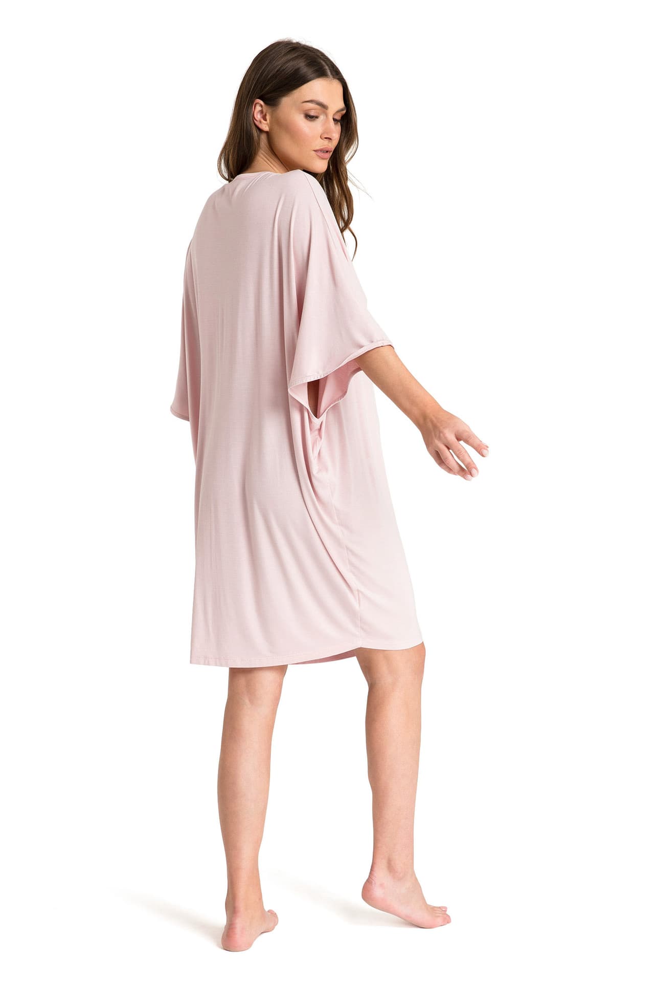 

LA071 Koszula nocna z nietoperzowymi rękawami - różowa (kolor róż, rozmiar 2XL/3XL)