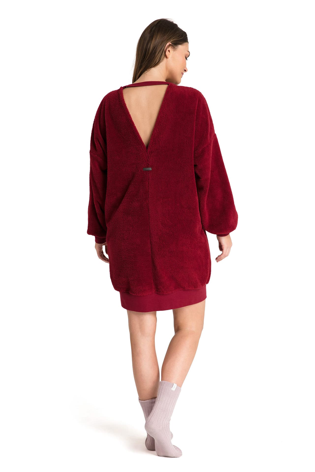 

LA082 Pluszowa tunika z dekoltem - bordowa (kolor bordo, rozmiar 2XL/3XL)
