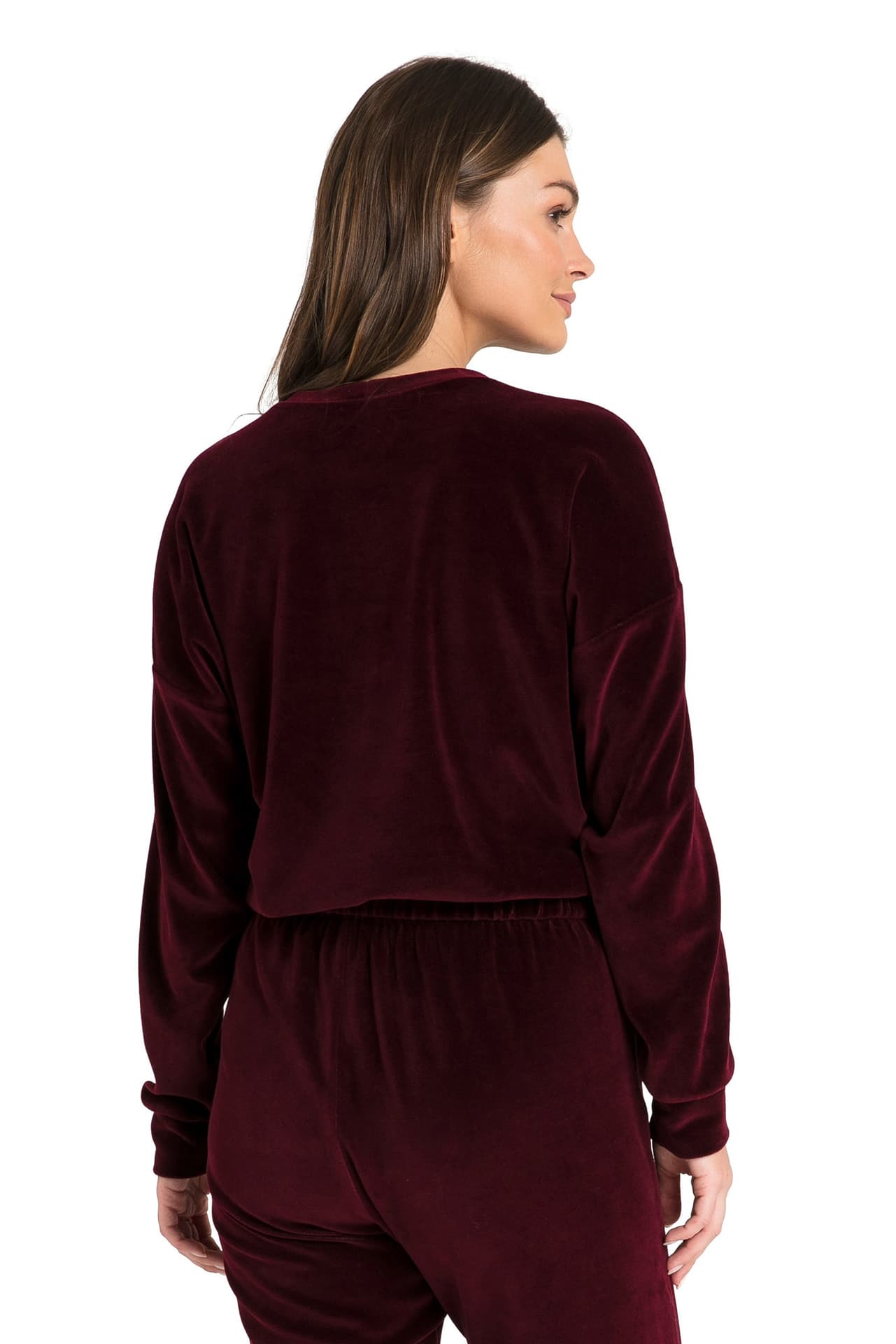 

LA084 Welurowa bluza z wypustką - bordowa (kolor bordo, rozmiar S)