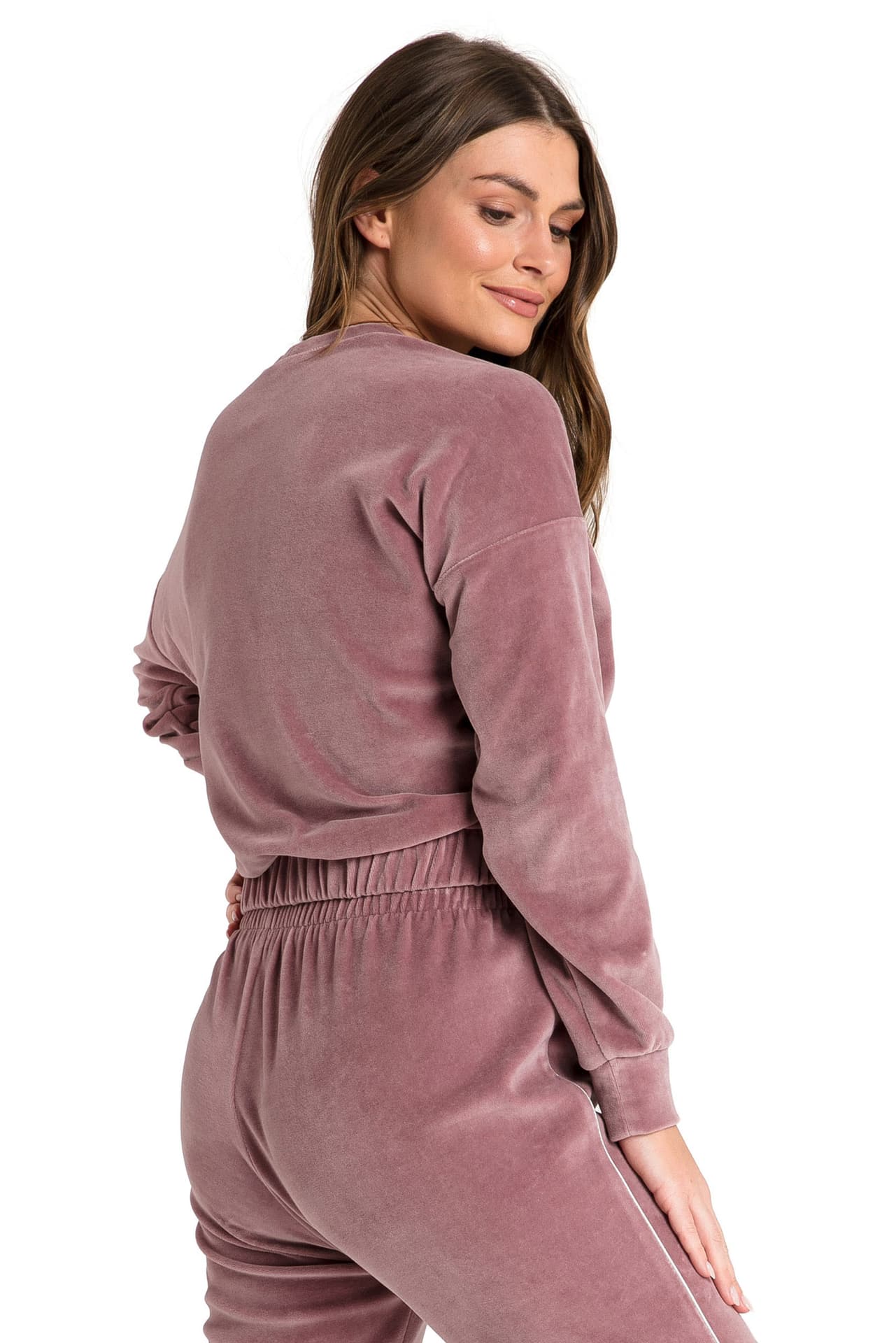 

LA084 Welurowa bluza z wypustką - brudny róż (kolor brudny róż, rozmiar XXL)