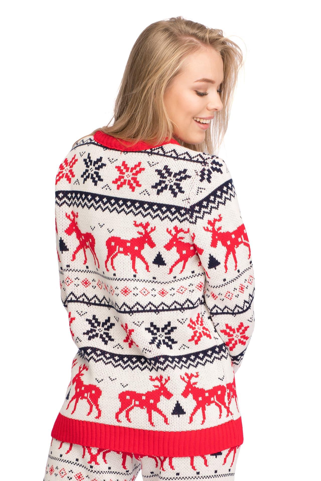 

LA091 Sweter w renifery - biały (kolor biały, rozmiar uniwersalny)