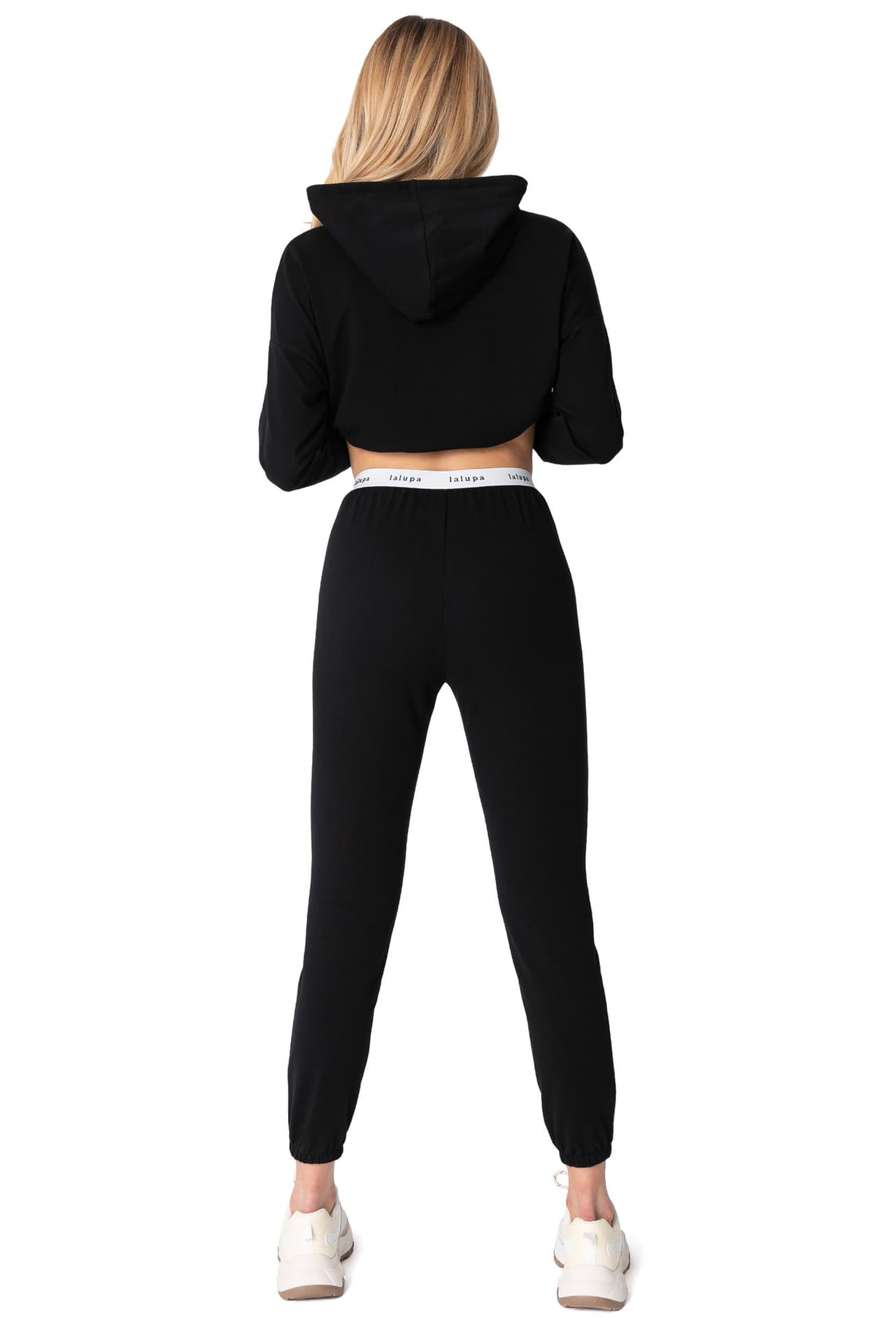 

LA102 Spodnie typu joggers z gumą logowaną - czarne (kolor czarny, rozmiar M)