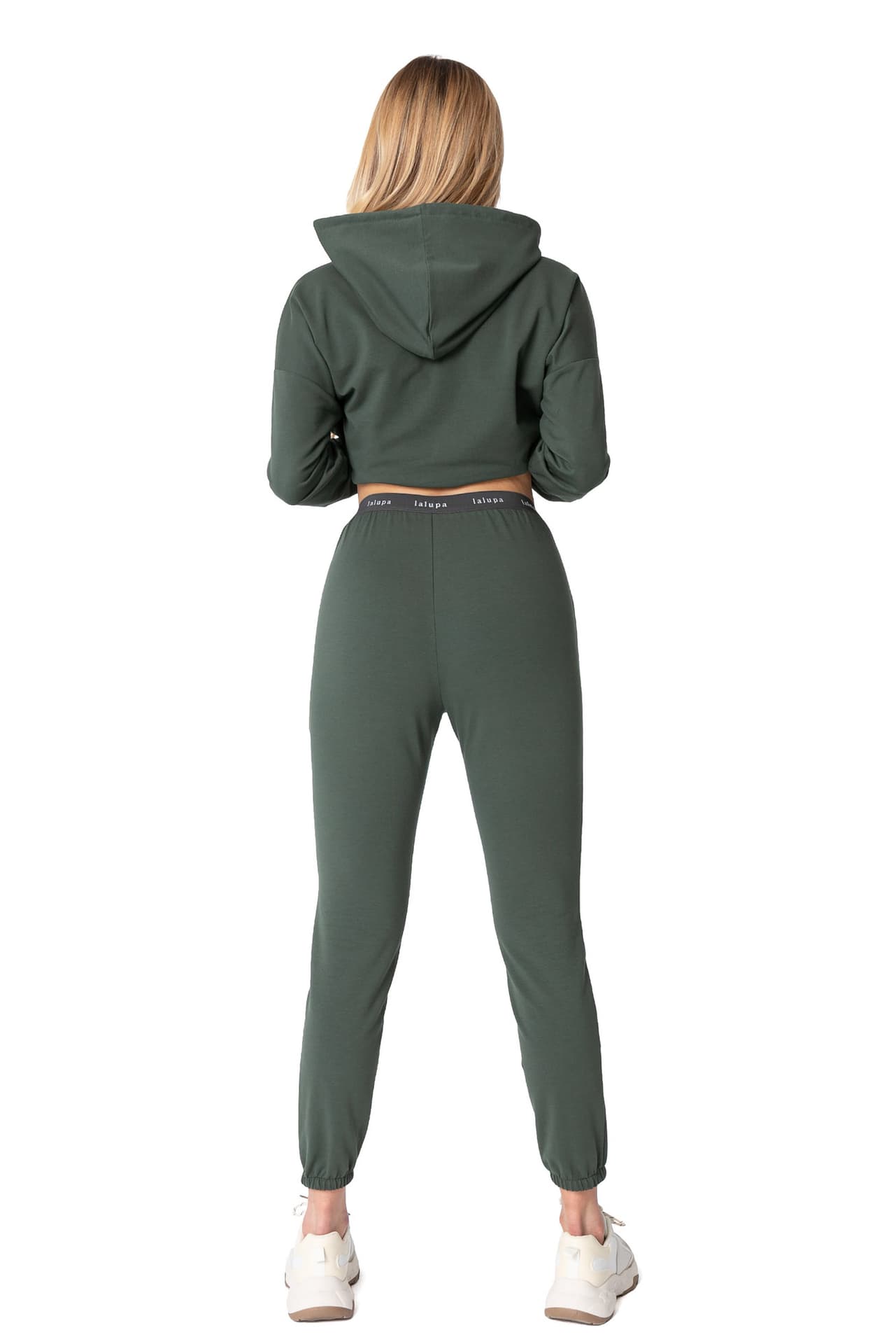 

LA102 Spodnie typu joggers z gumą logowaną - oliwkowe (kolor oliwka, rozmiar M)