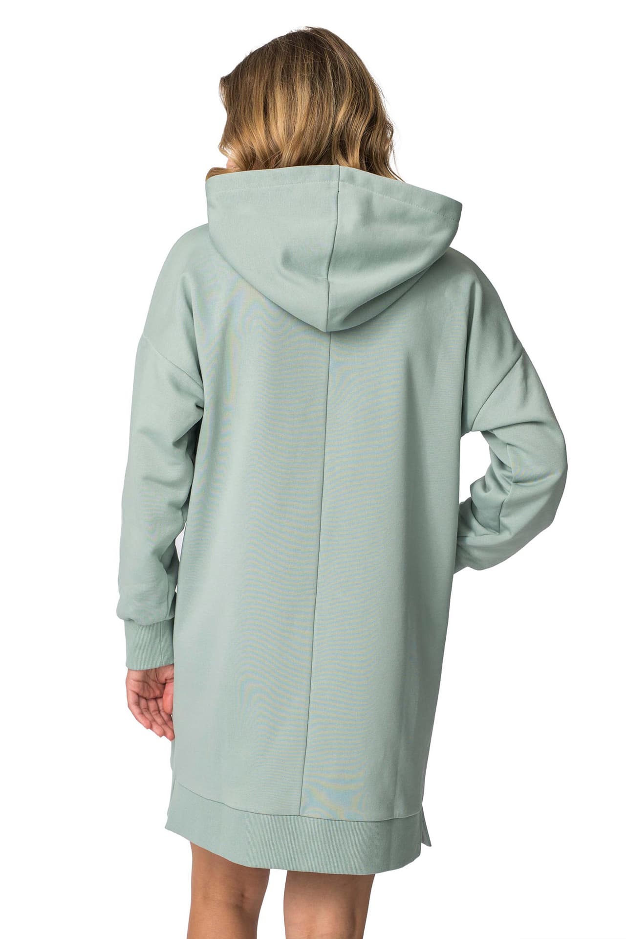 

LA113 Sukienka z kapturem i kieszenią kangurek - miętowa (kolor Miętowy, rozmiar 2XL/3XL)